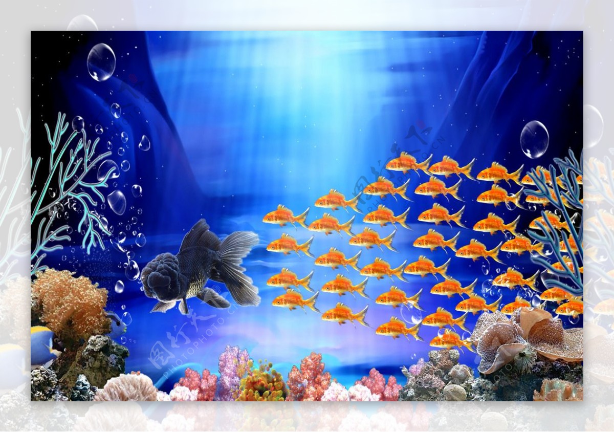 海底世界鱼群儿童显示屏背景