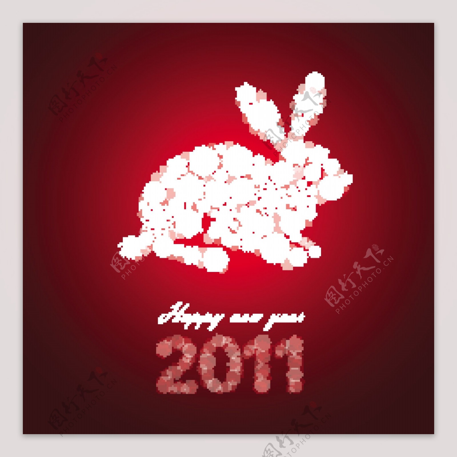 雪花装饰的新年兔子矢量素材