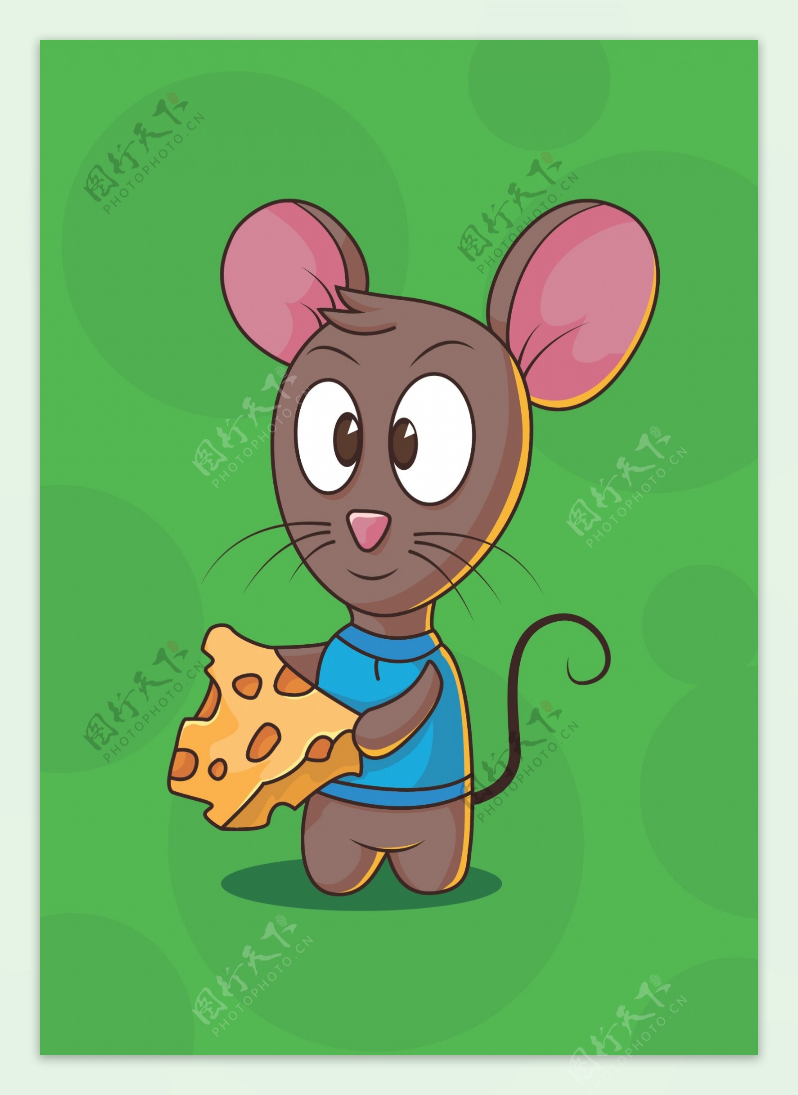 卡通吃奶酪的老鼠矢量素材图片
