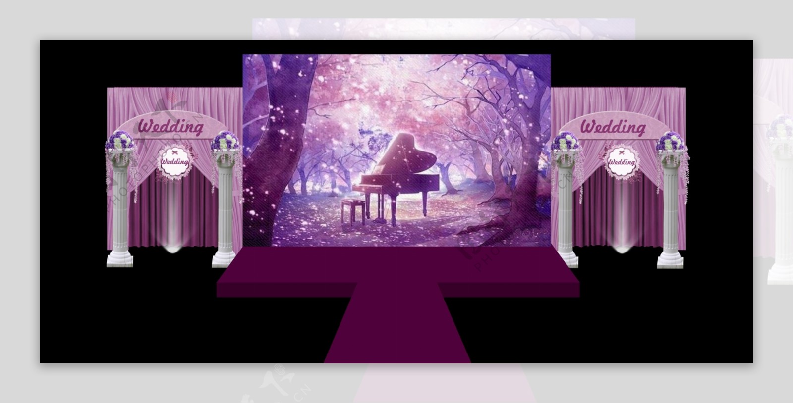 紫色唯美梦幻婚礼效果图