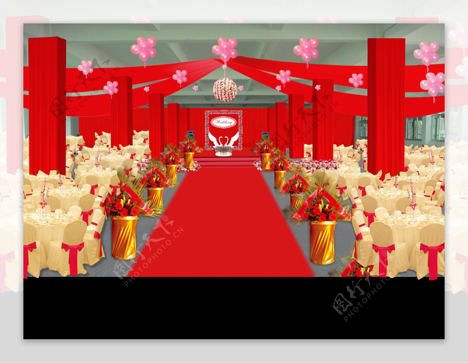 红色传统婚礼效果图