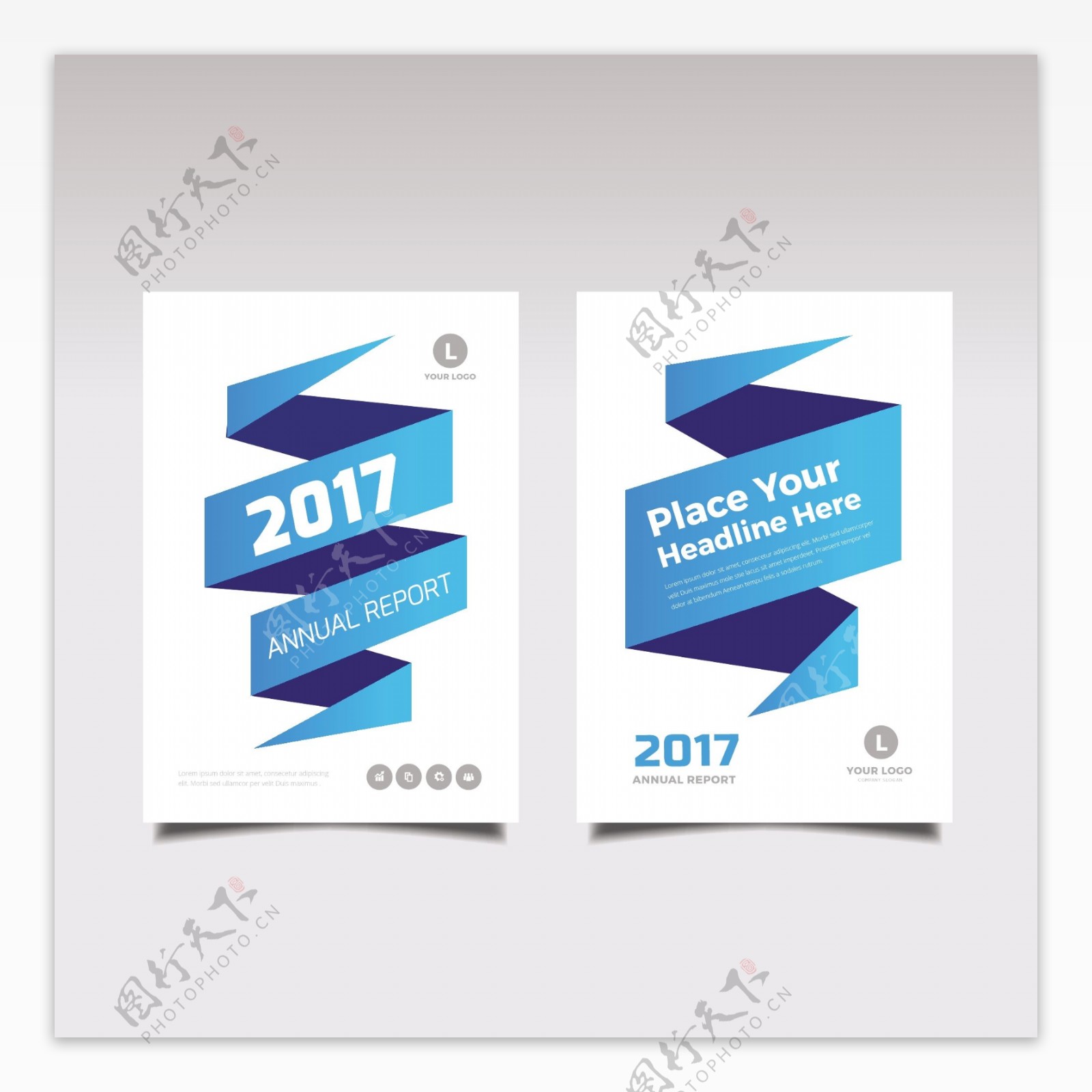 2017小册子和蓝色折纸的旗帜