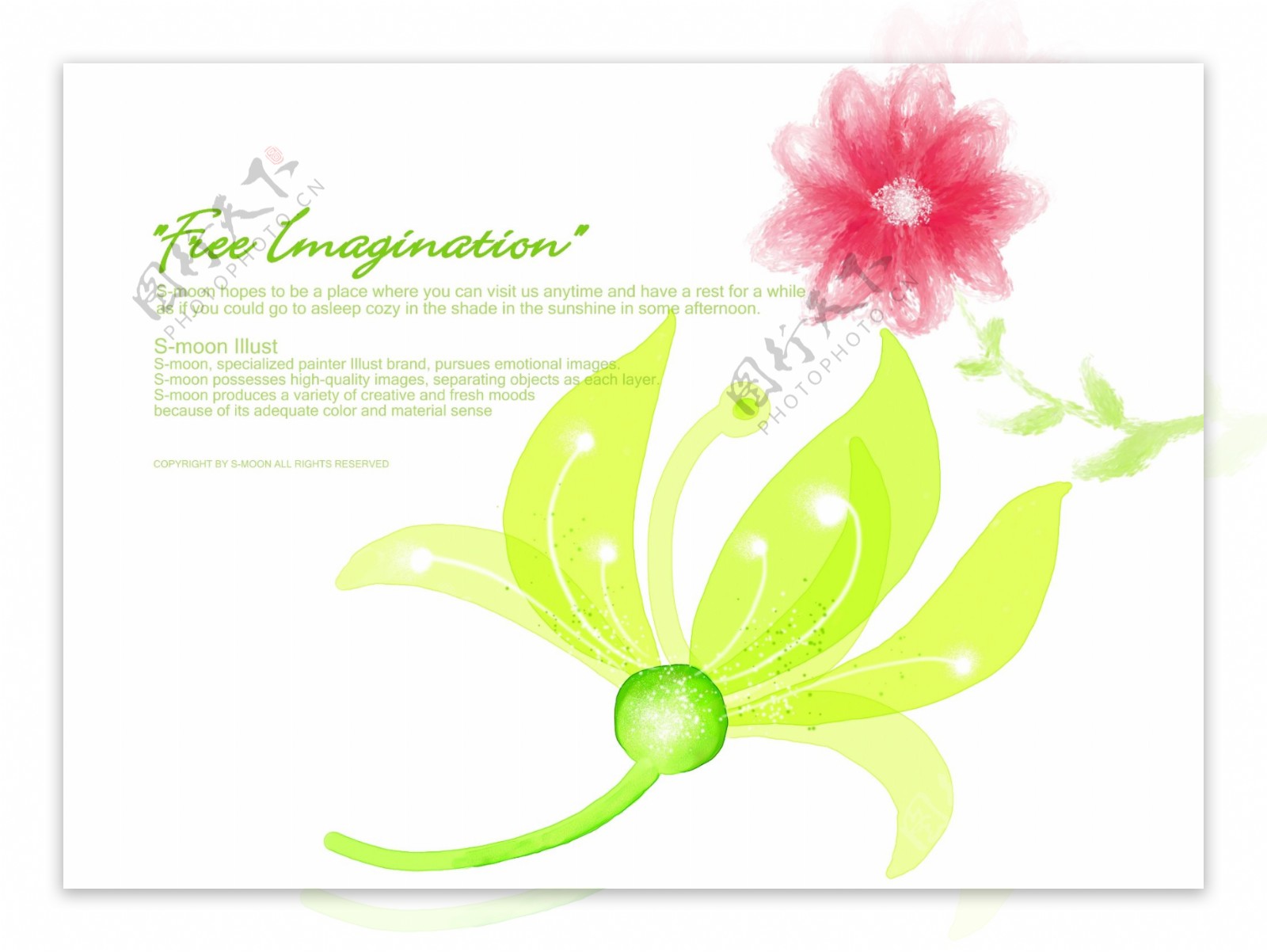 花朵水彩插画图案设计PSD分层素材