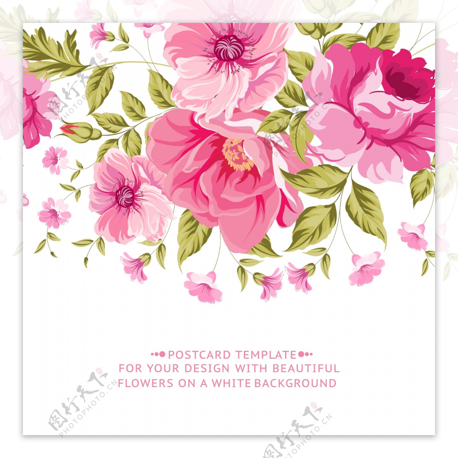 复古粉色花卉卡片图片