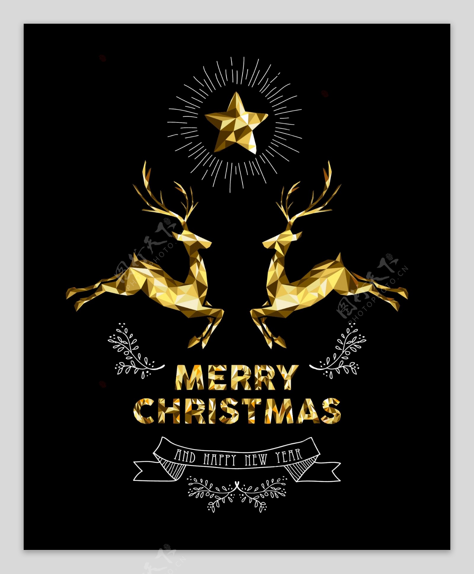 圣诞节金色麋鹿