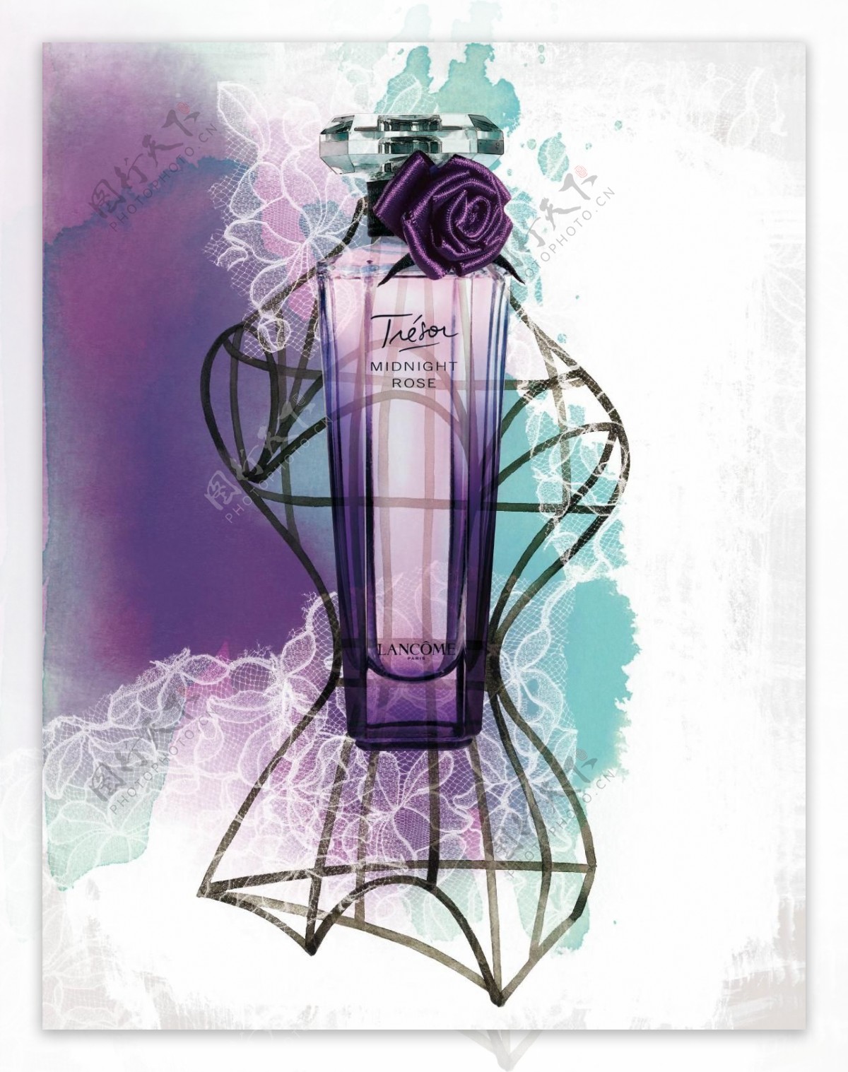 紫色花朵香水设计图