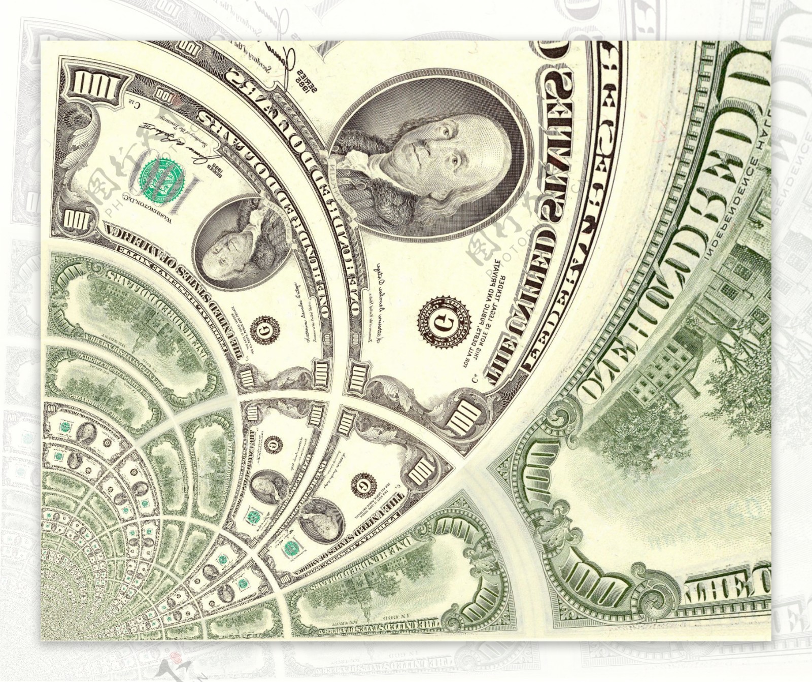 变形的美元纸币创意设计图片