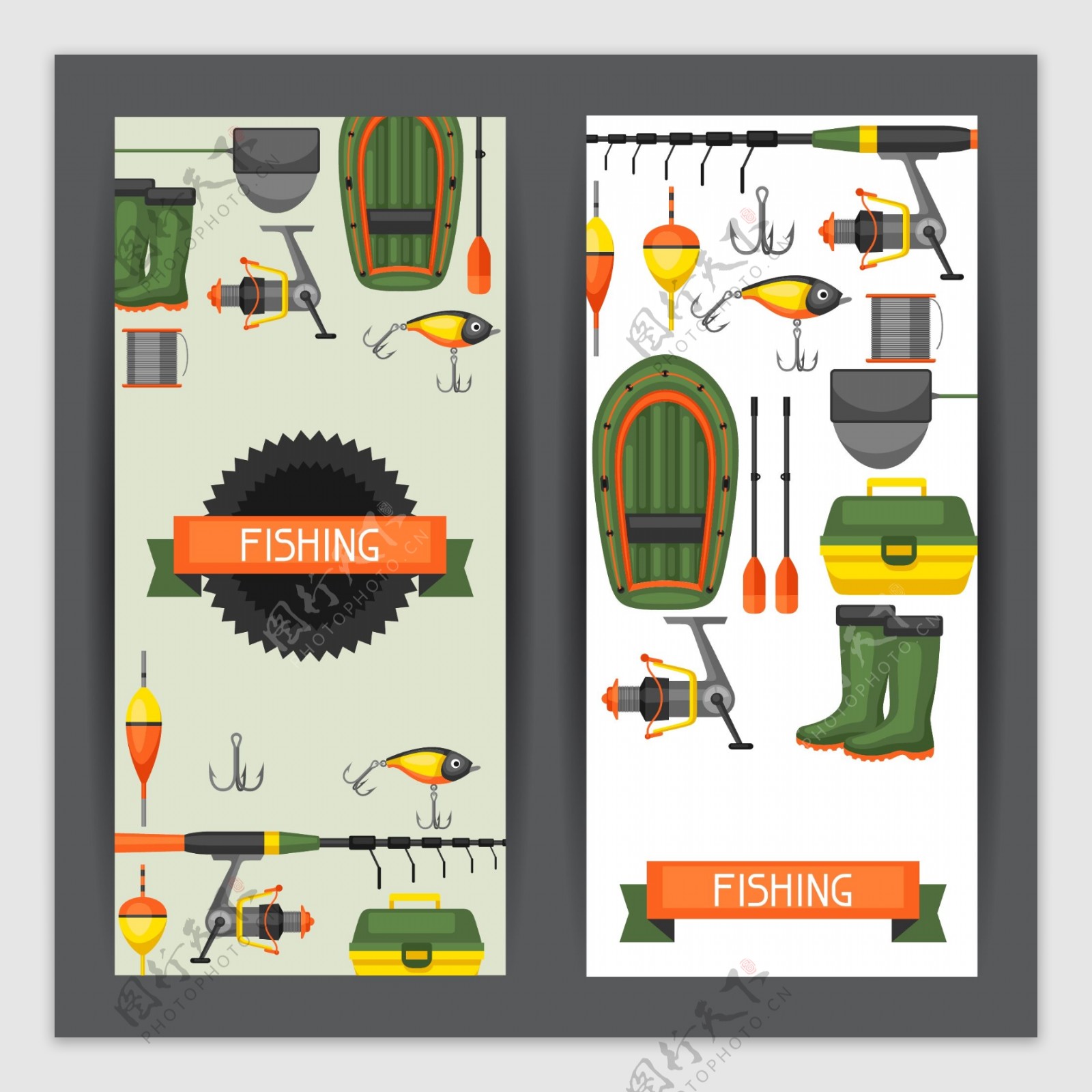钓鱼用品横幅矢量素材下载
