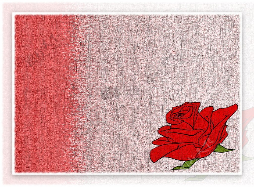 画着玫瑰的红色画布