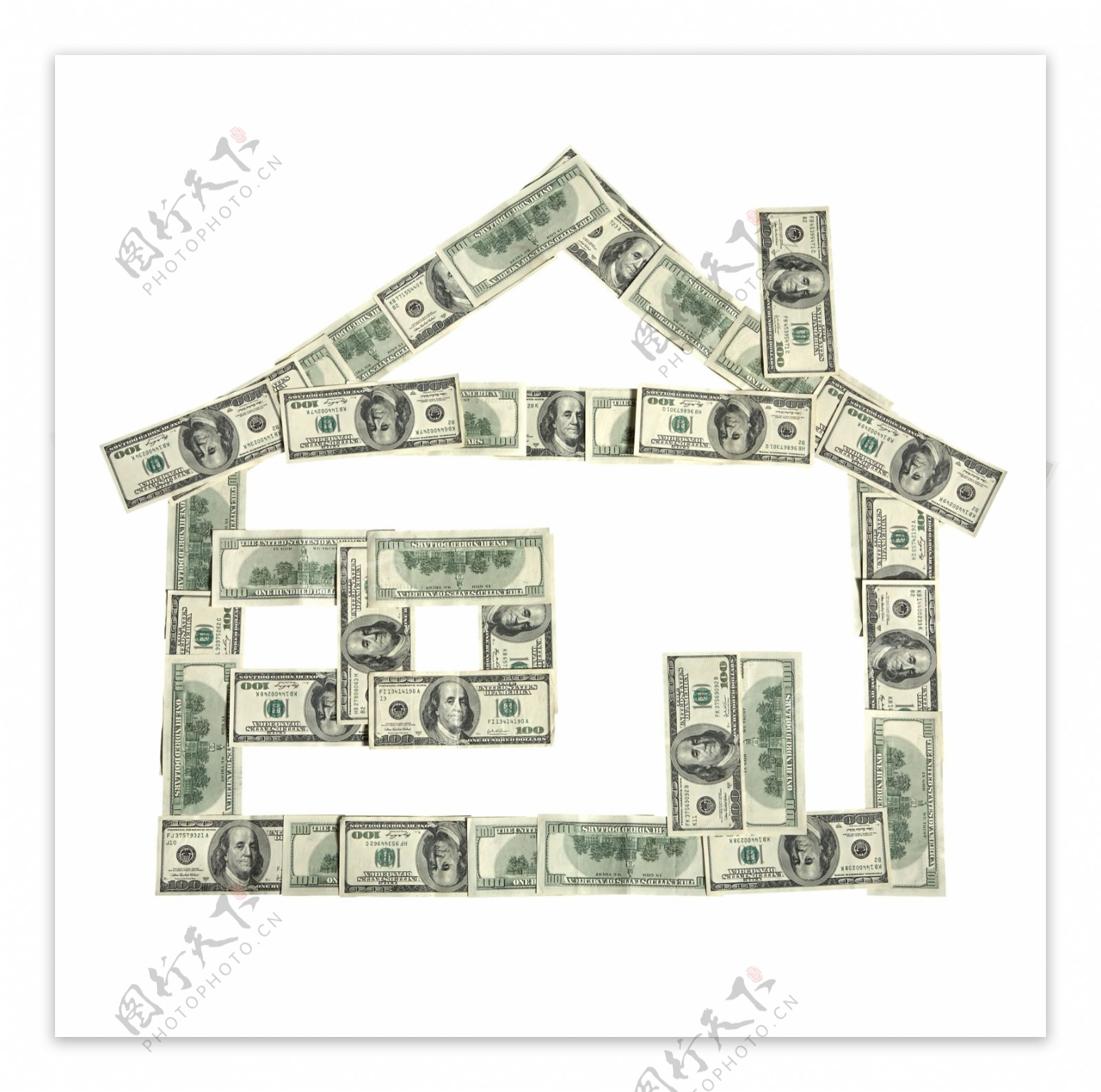 美元构成的房屋图片