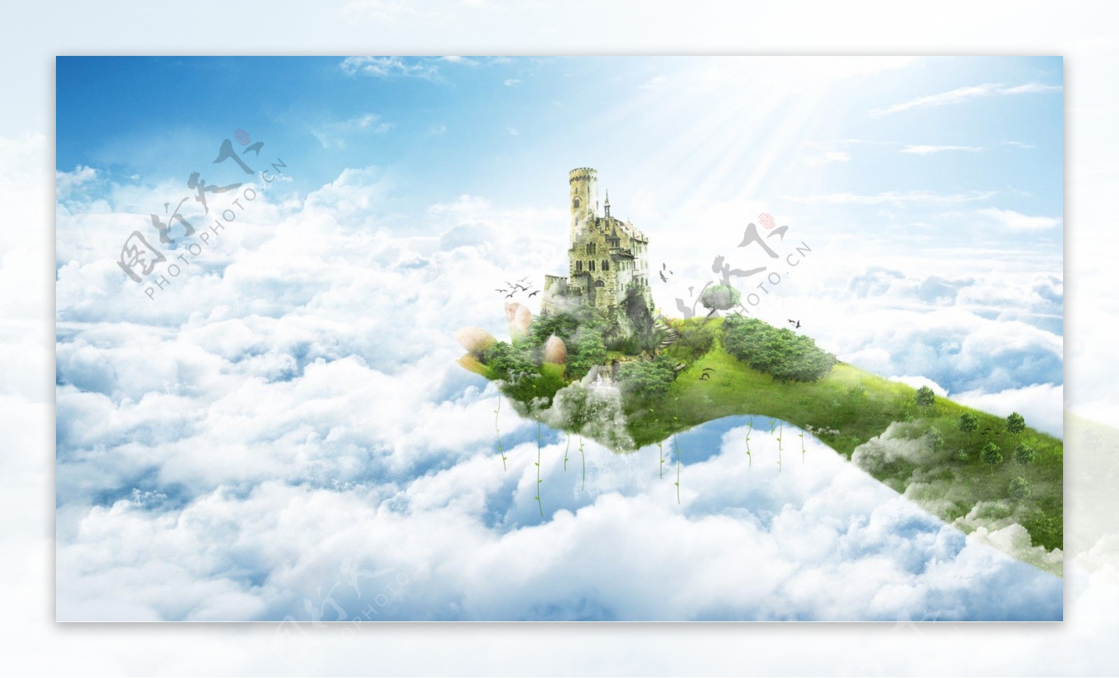 梦幻云层城堡合成图片