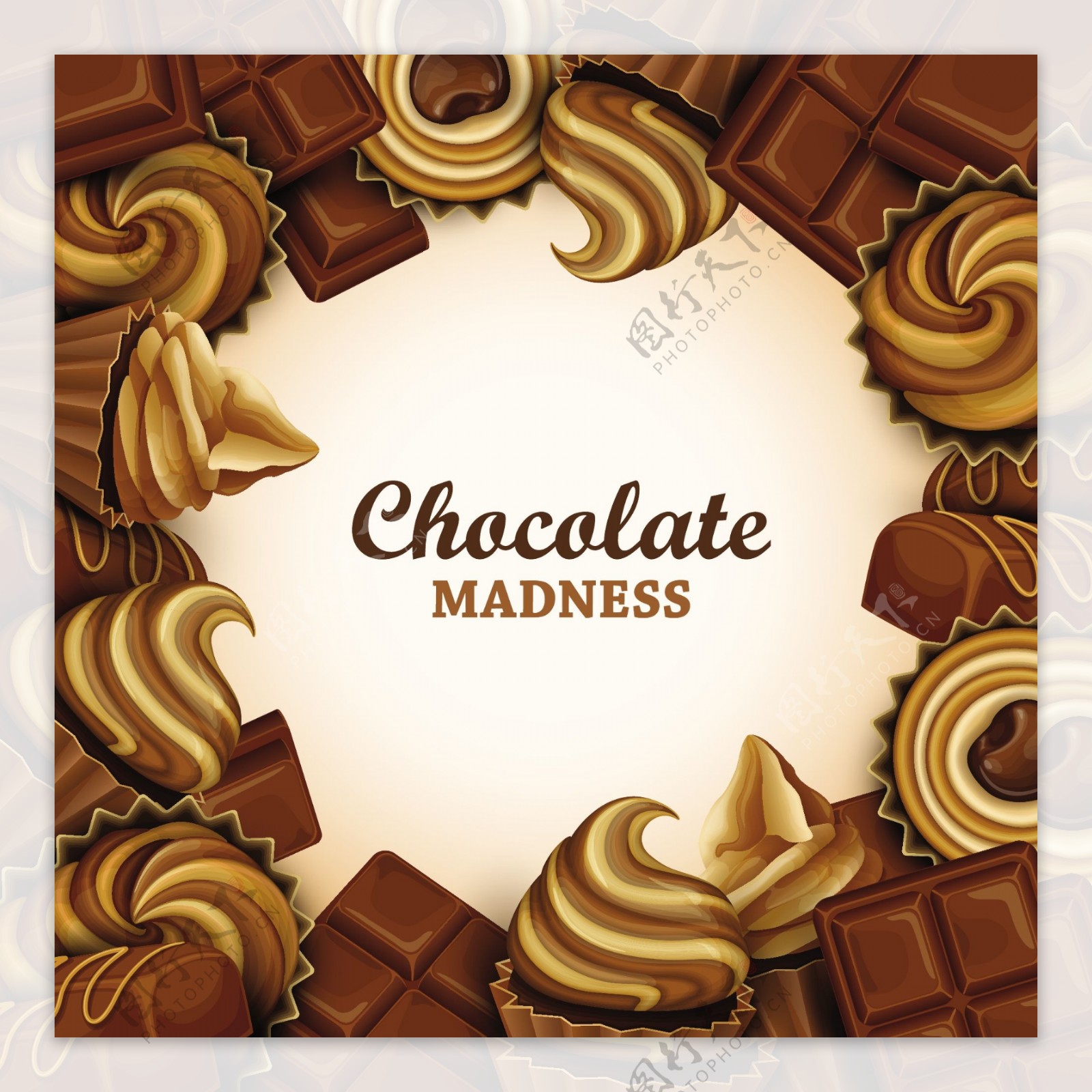 俯视巧克力主体海报设计矢量素材
