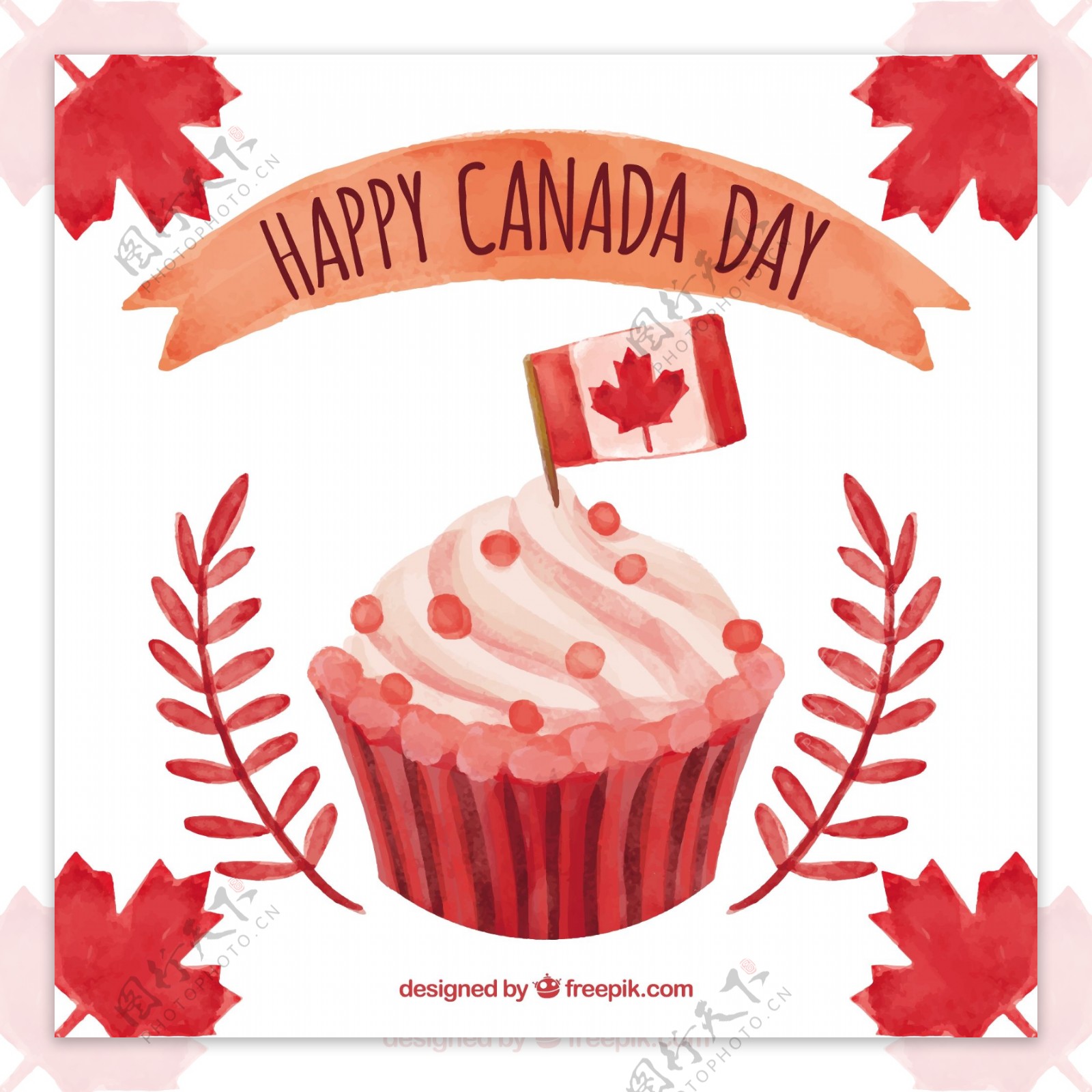 加拿大国庆日蛋糕背景