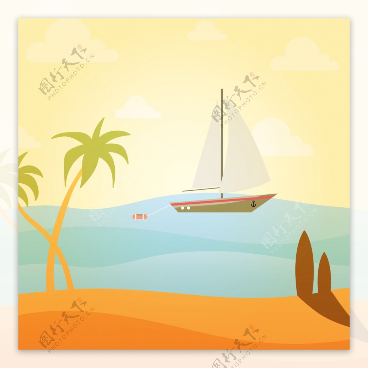 夏季海滩帆船背景