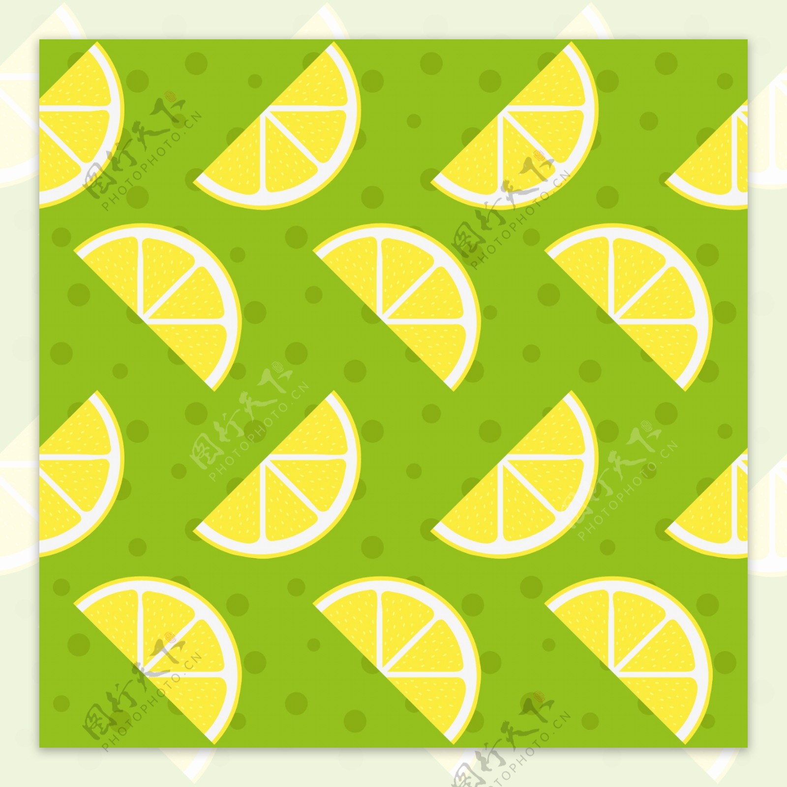 柠檬装饰花纹绿色背景