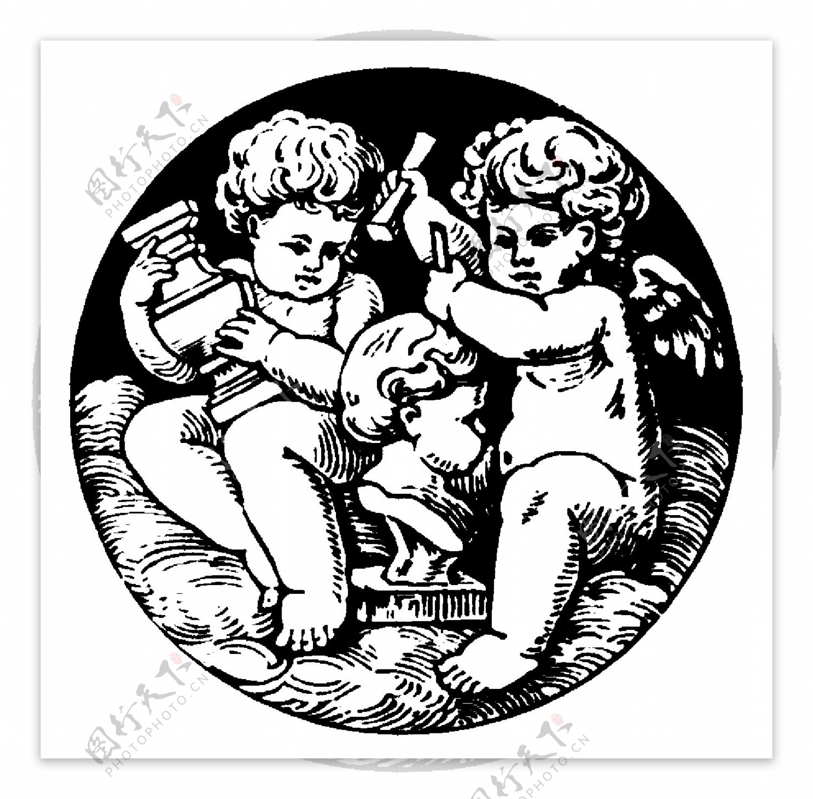 天使宗教神话古典纹饰欧式图案0386