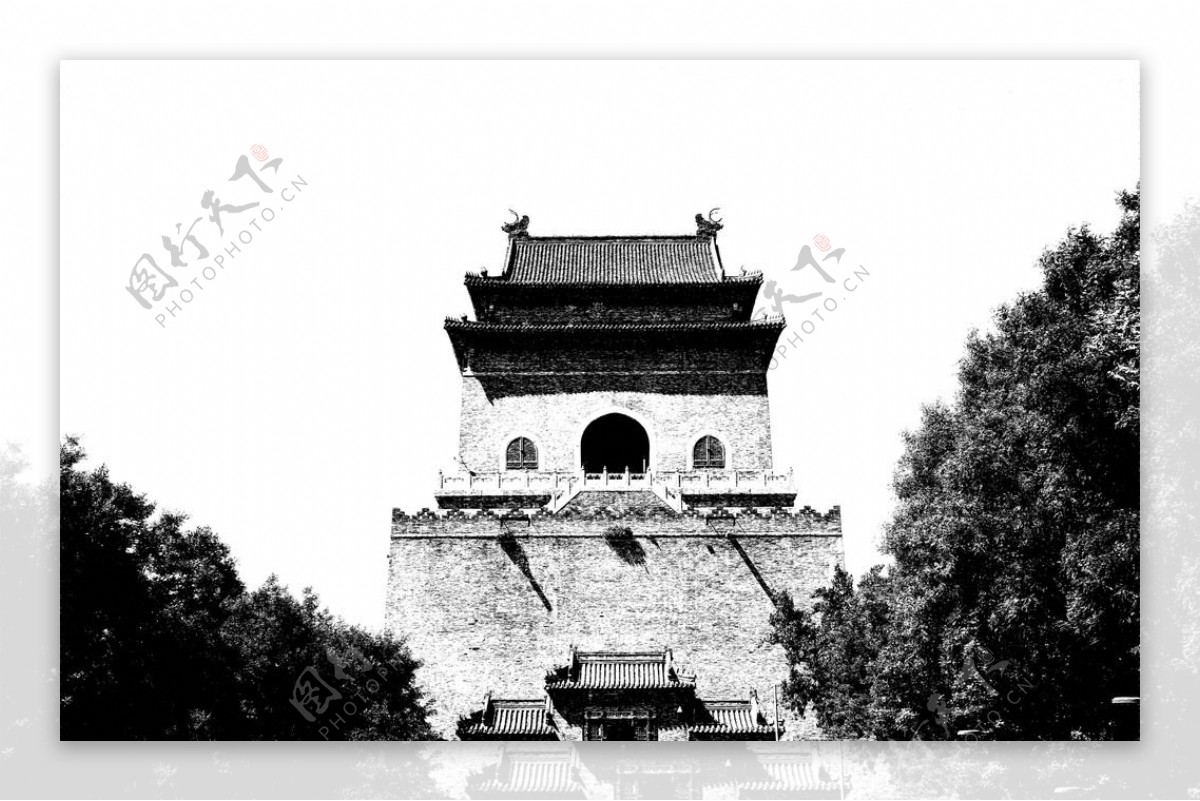 老北京风情钟楼素材