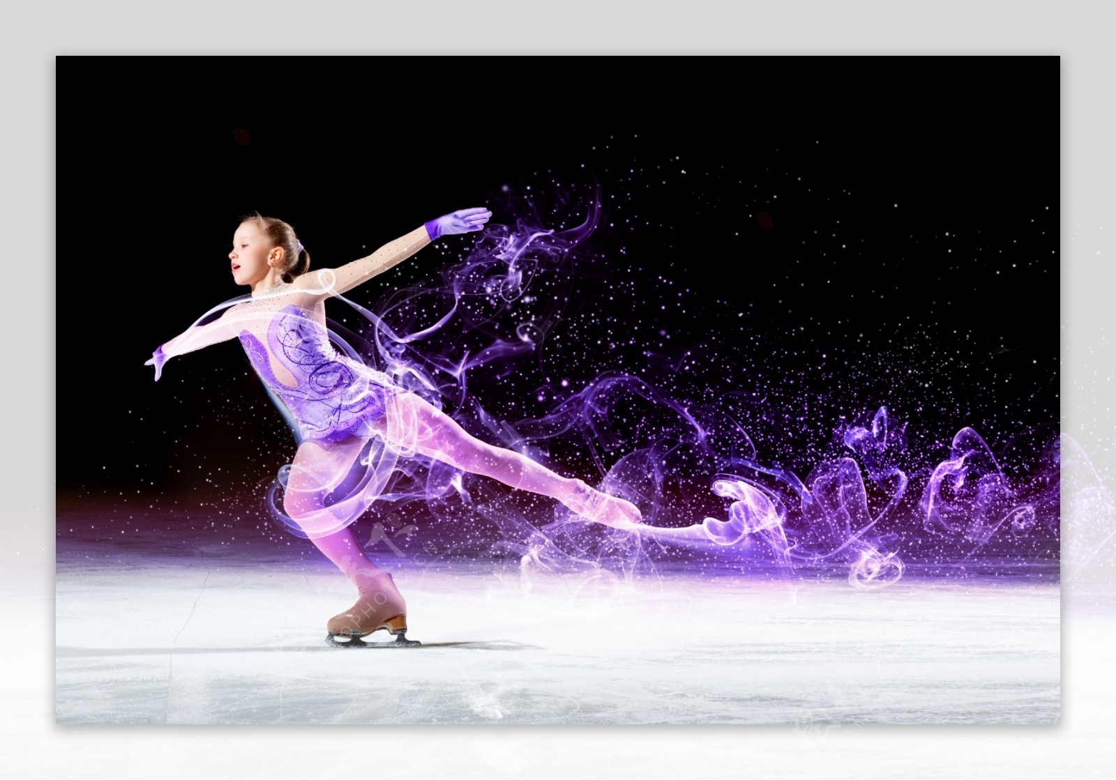 紫色光线花样滑冰女孩图片