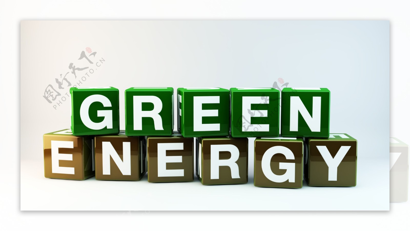 绿色能源立体方块图片