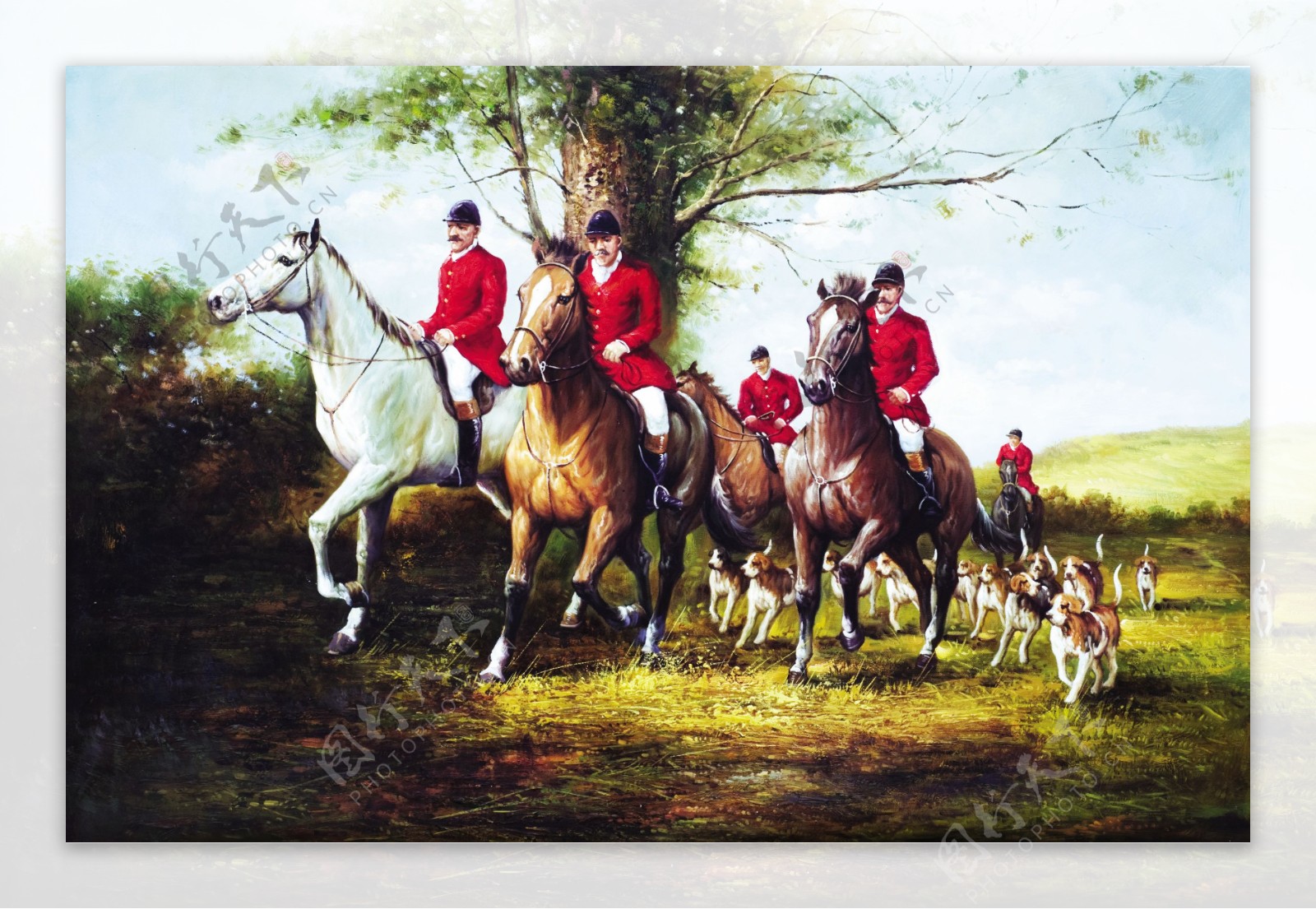 油画骑马的人物图片