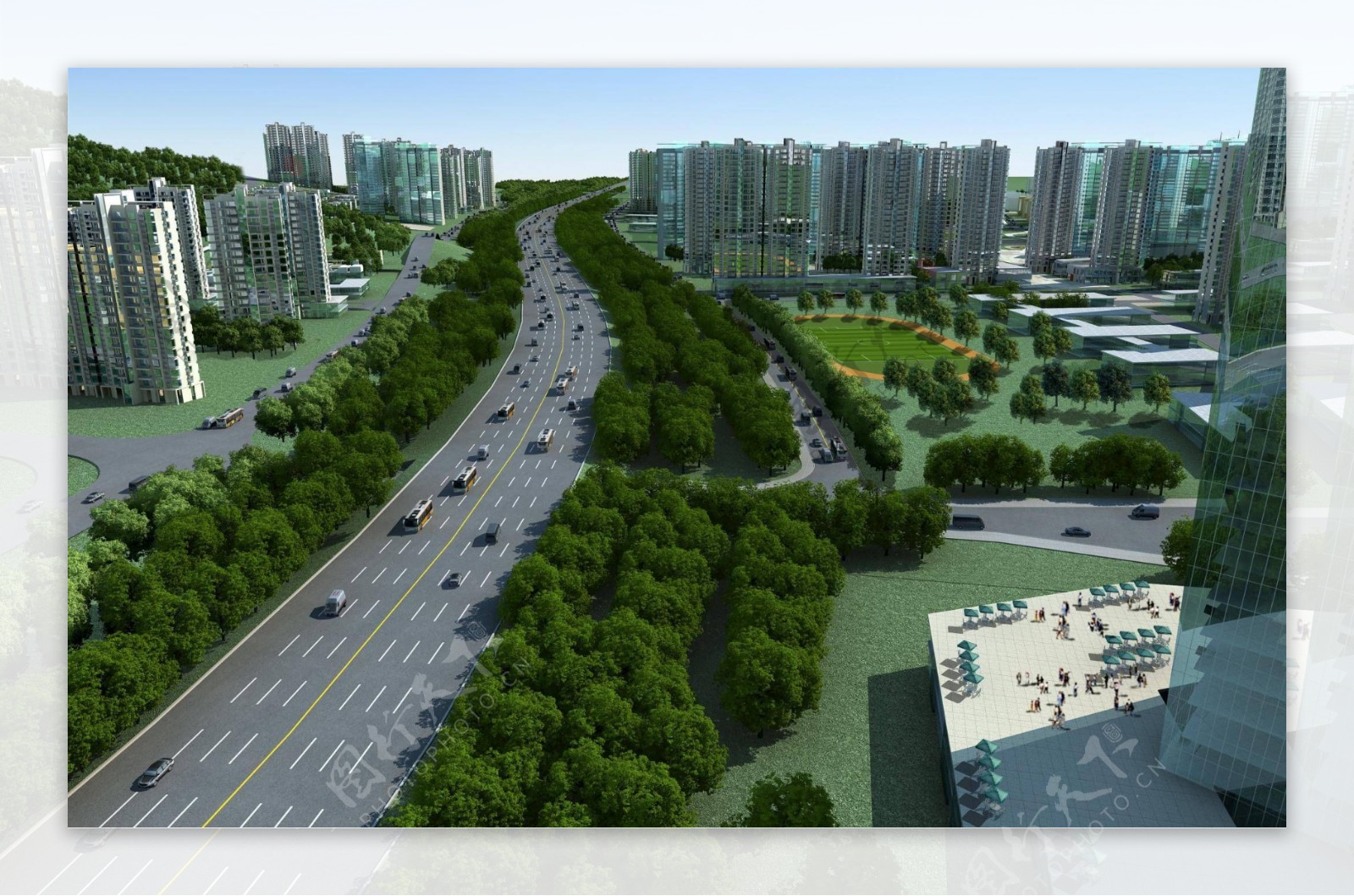 城市公路绿化效果图片