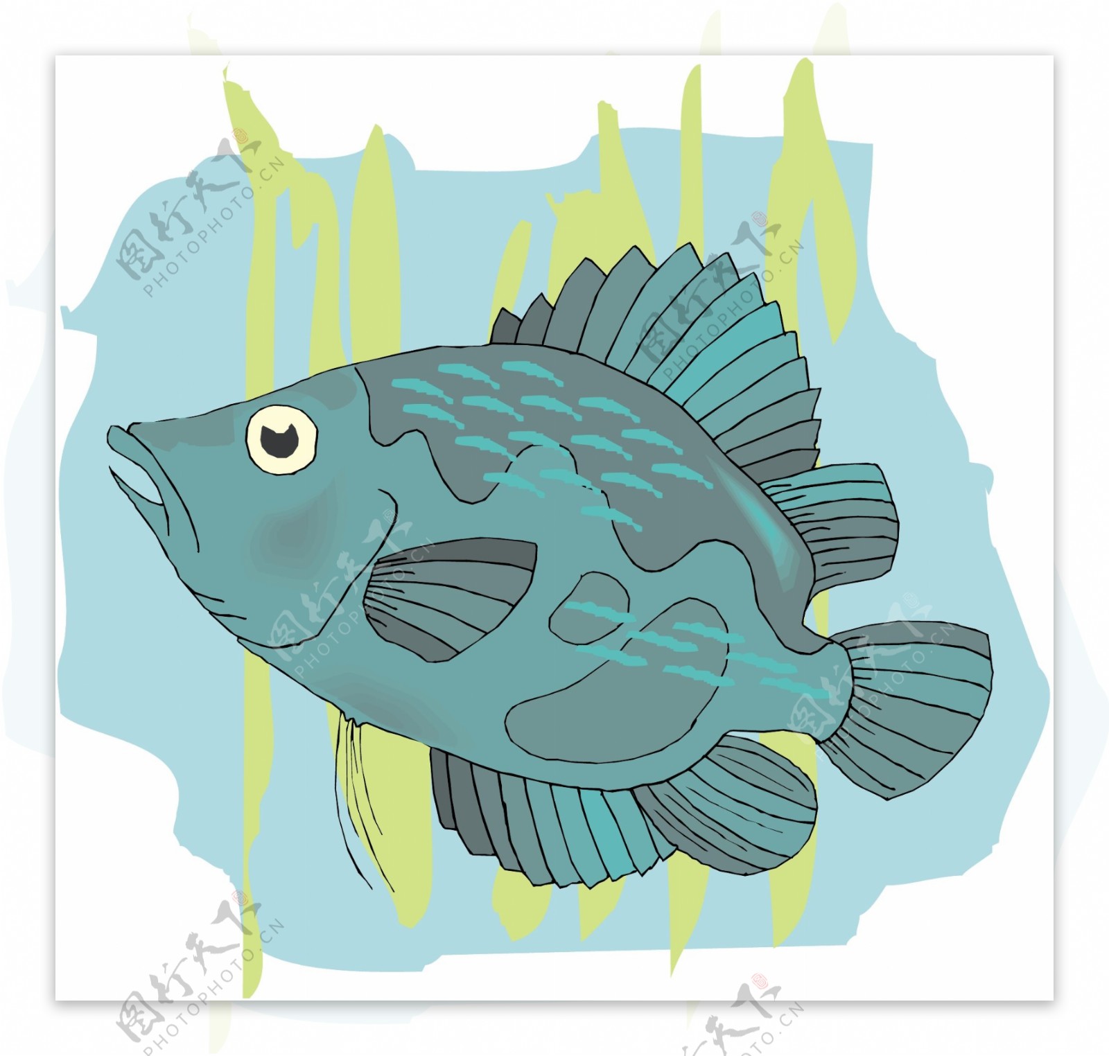 五彩小鱼水生动物矢量素材EPS格式0152