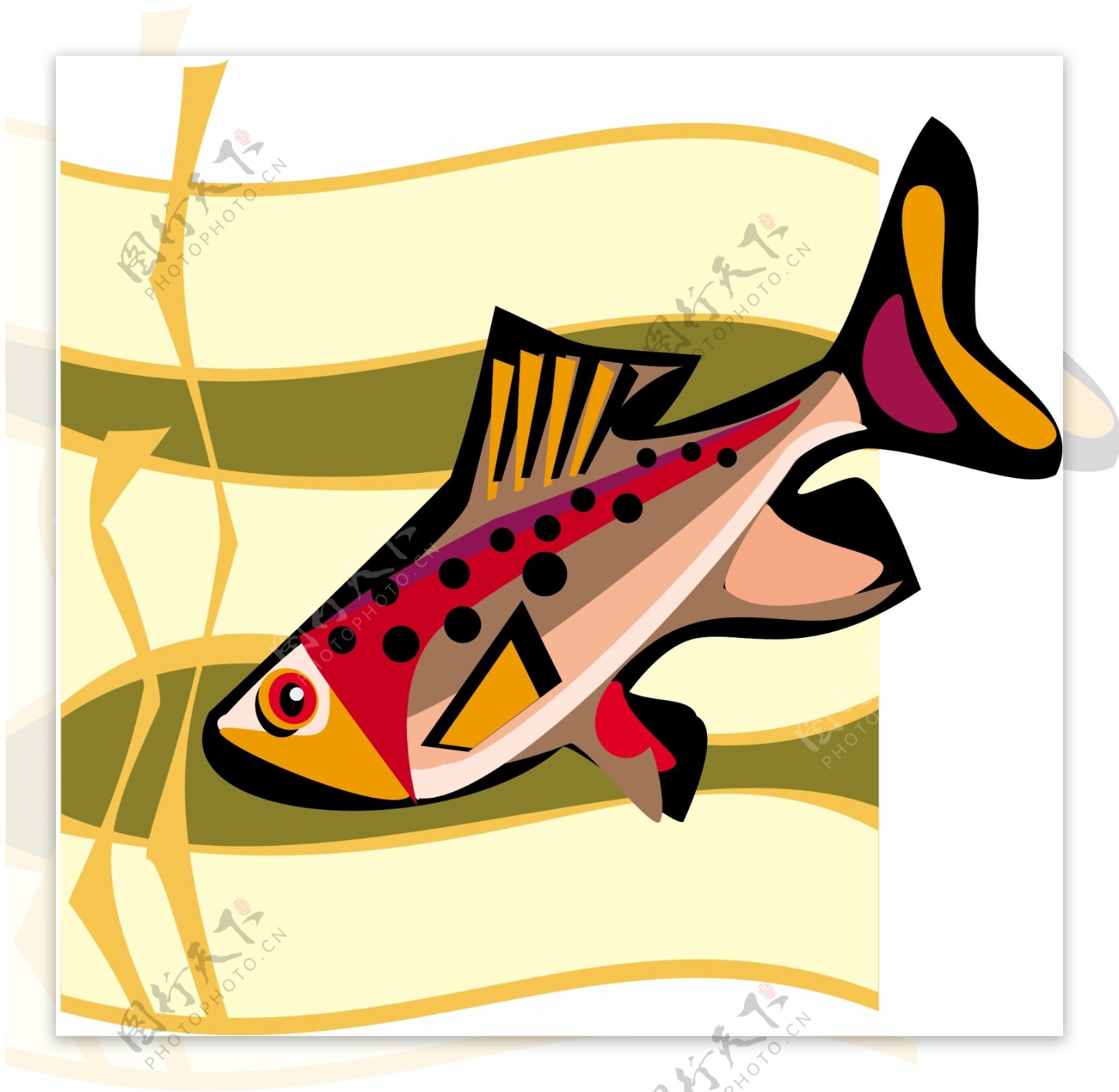 五彩小鱼水生动物矢量素材EPS格式0174