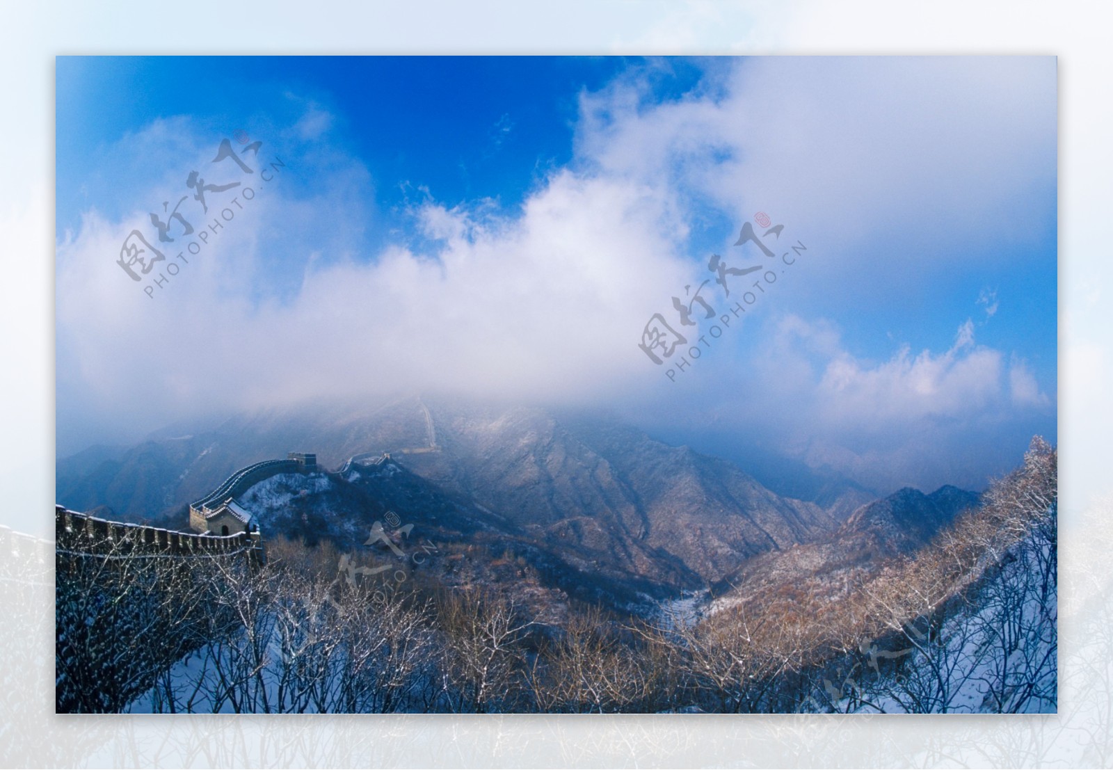 雪后的长城美景图片