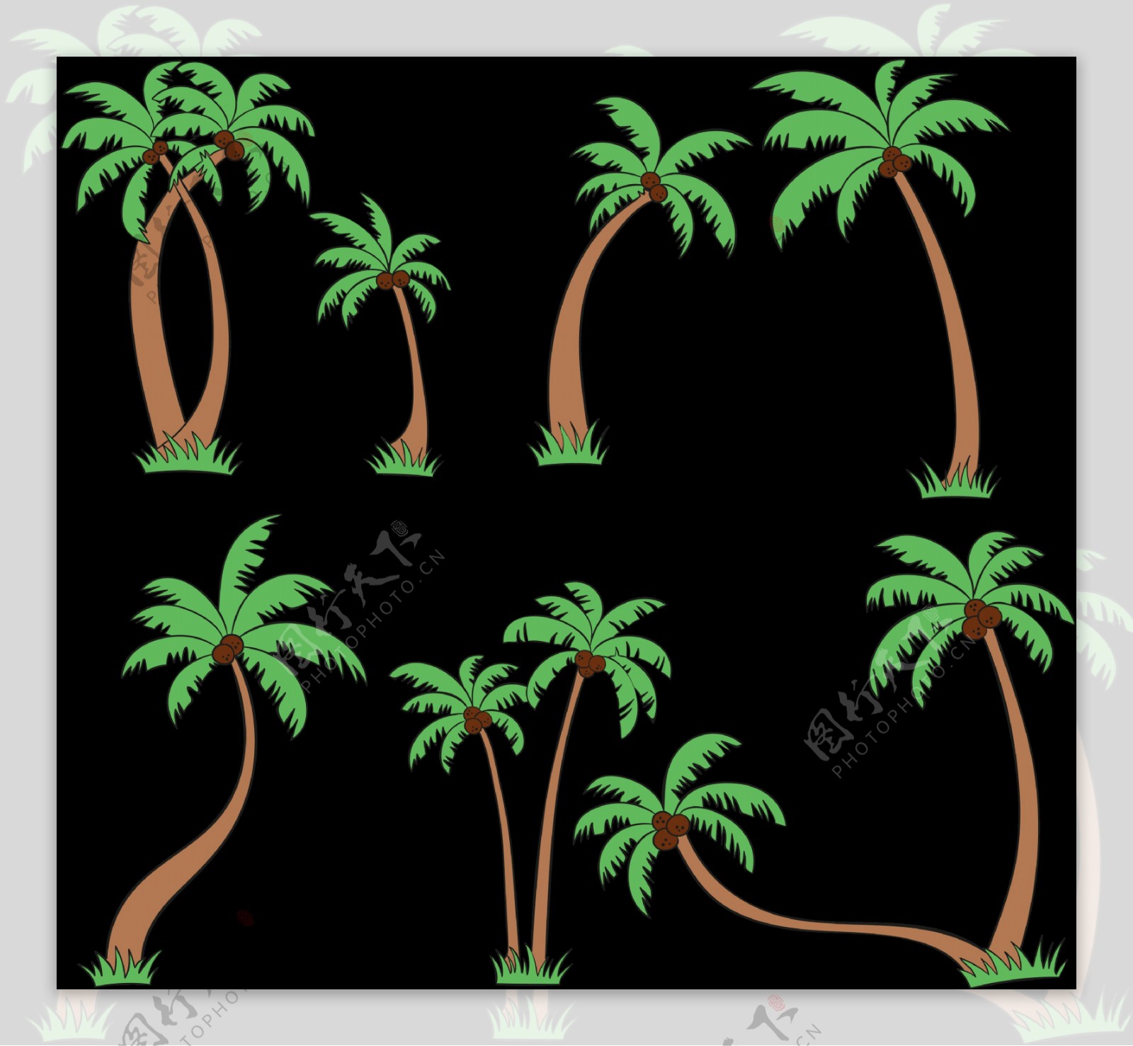 手绘椰子树免抠png透明图层素材