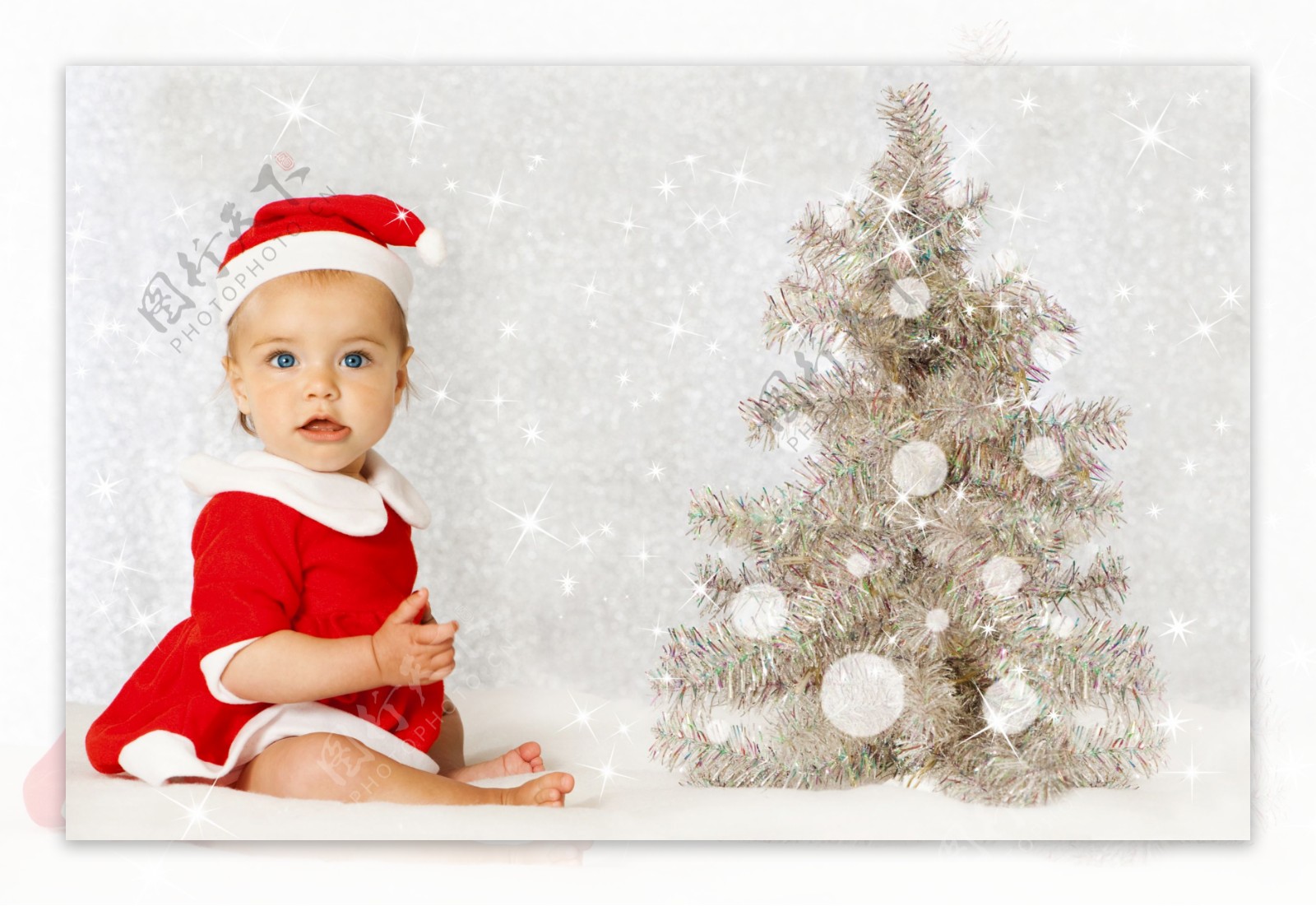 圣诞树与孩子图片
