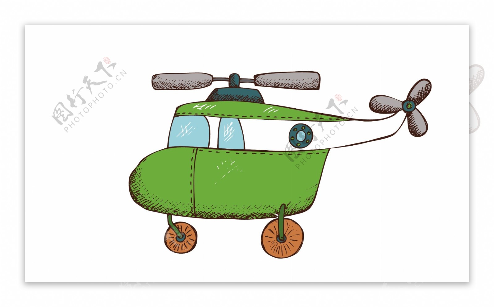 矢量卡通手绘直升机EPS