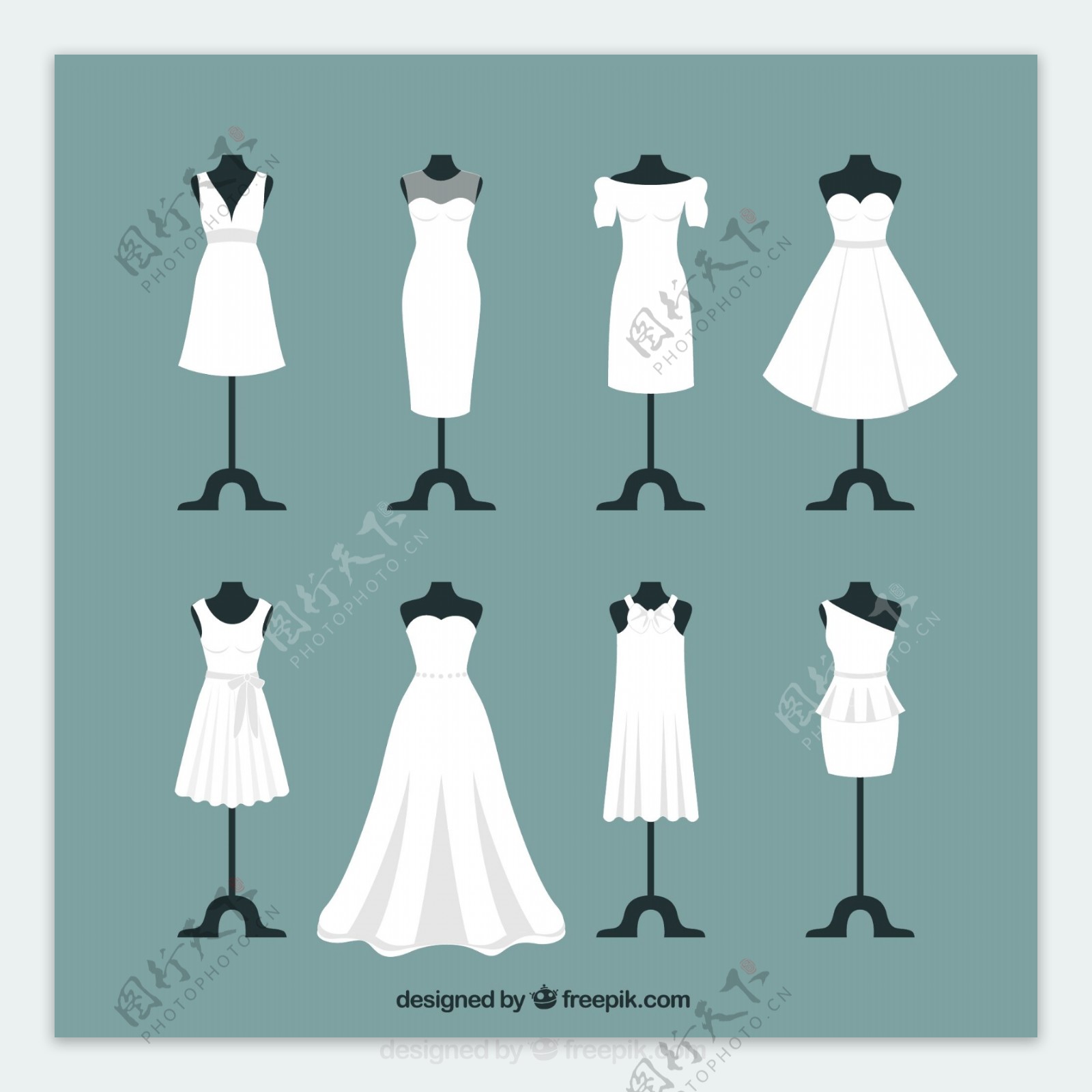 白色婚纱设计矢量图图片