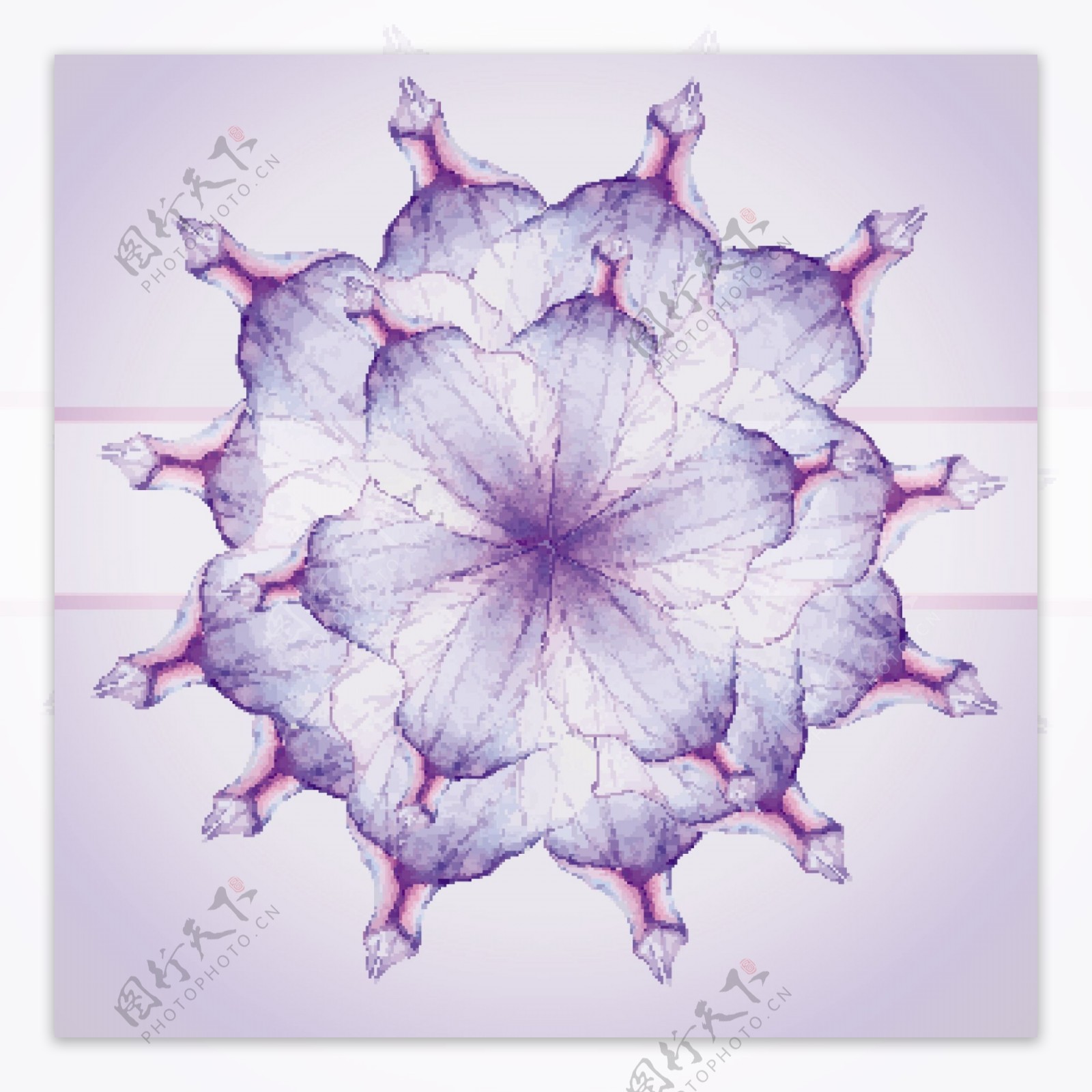 紫色渲染对称花