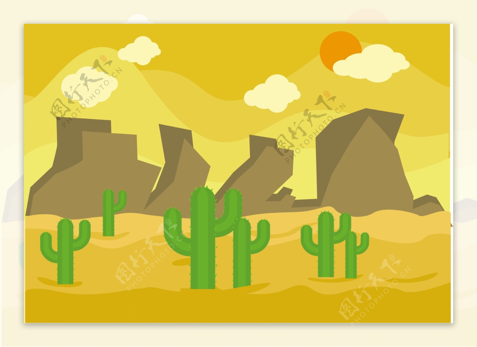 扁平沙漠插画