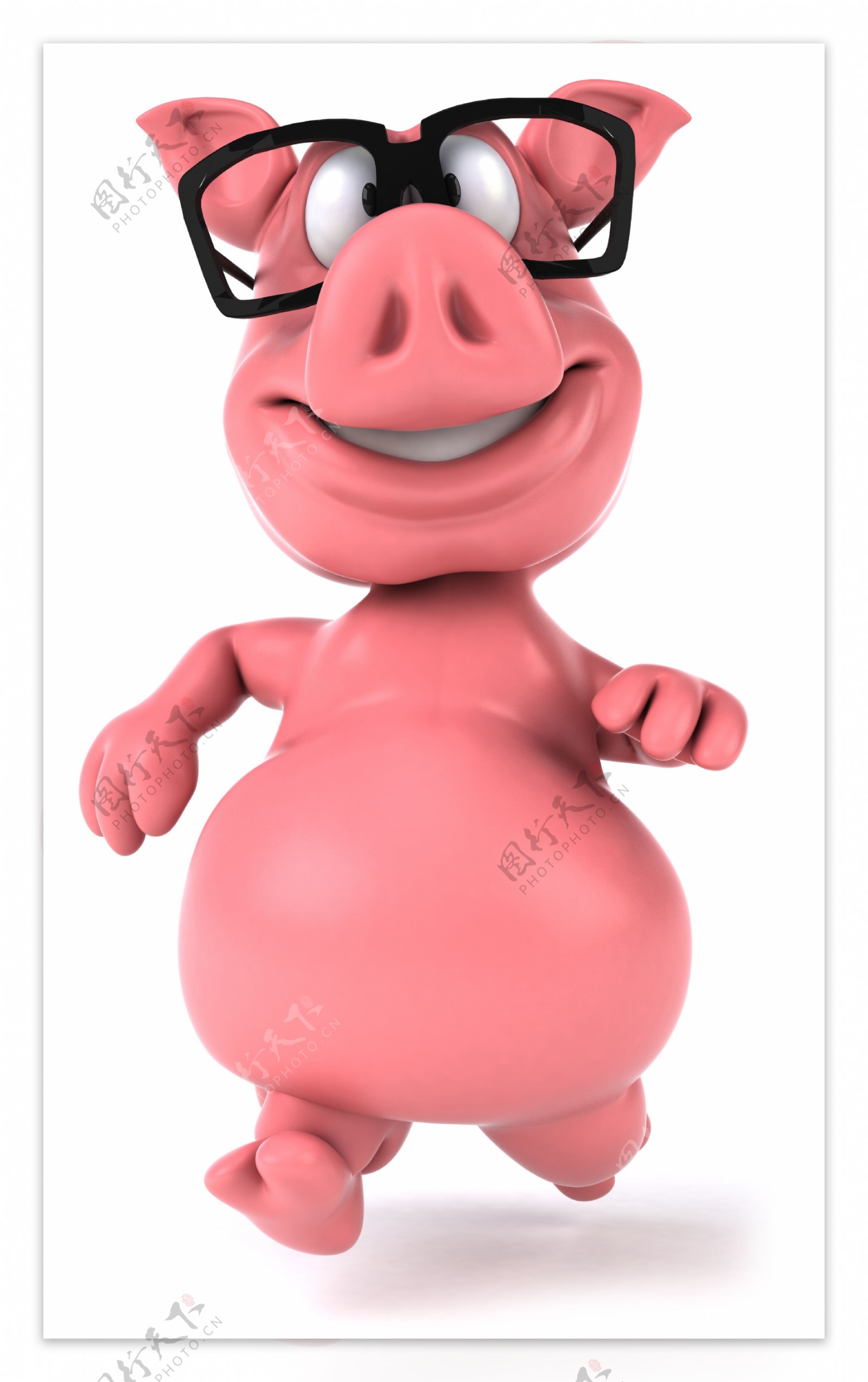 戴眼镜的3D小猪图片