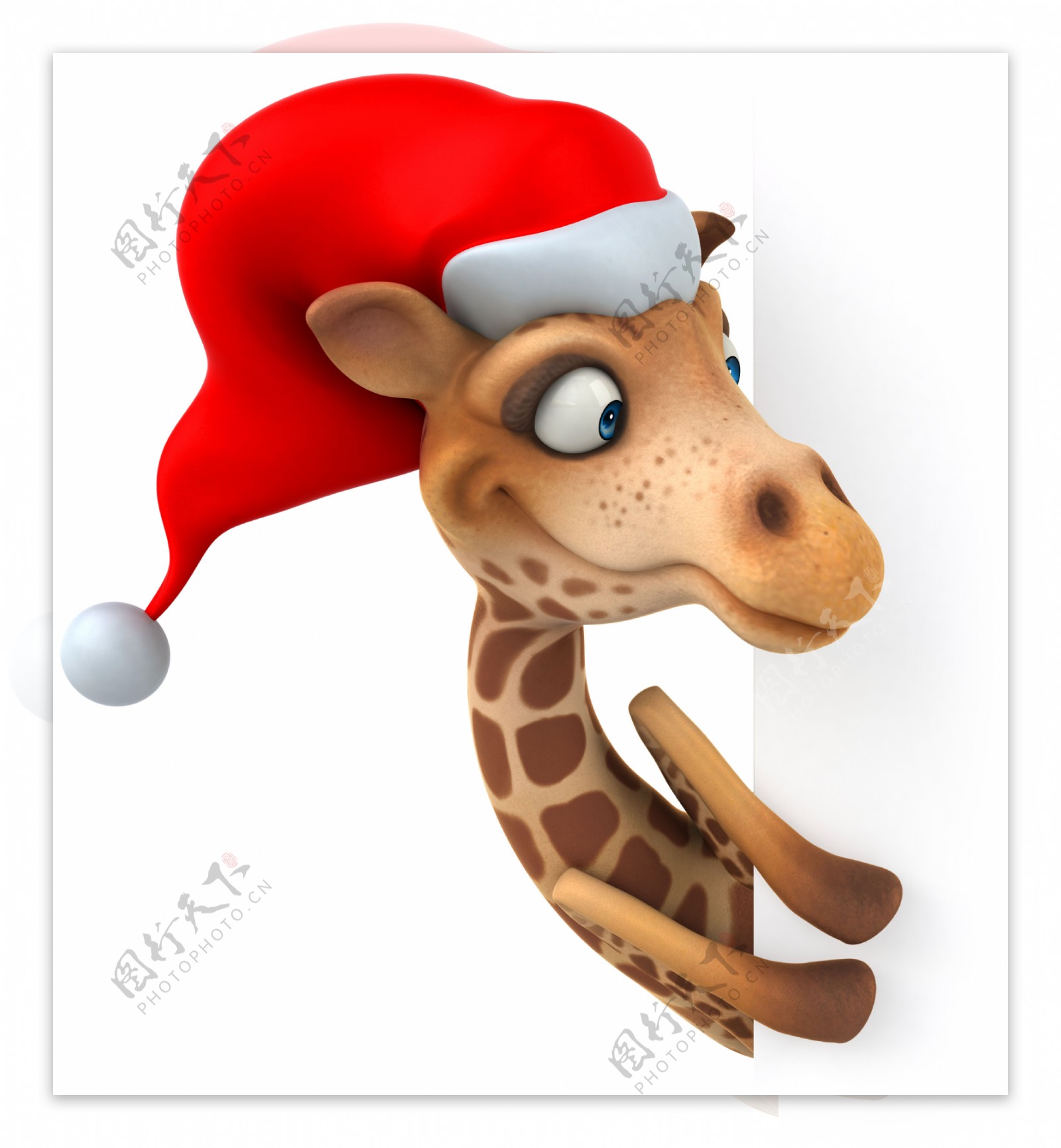 带圣诞帽的卡通长颈鹿图片