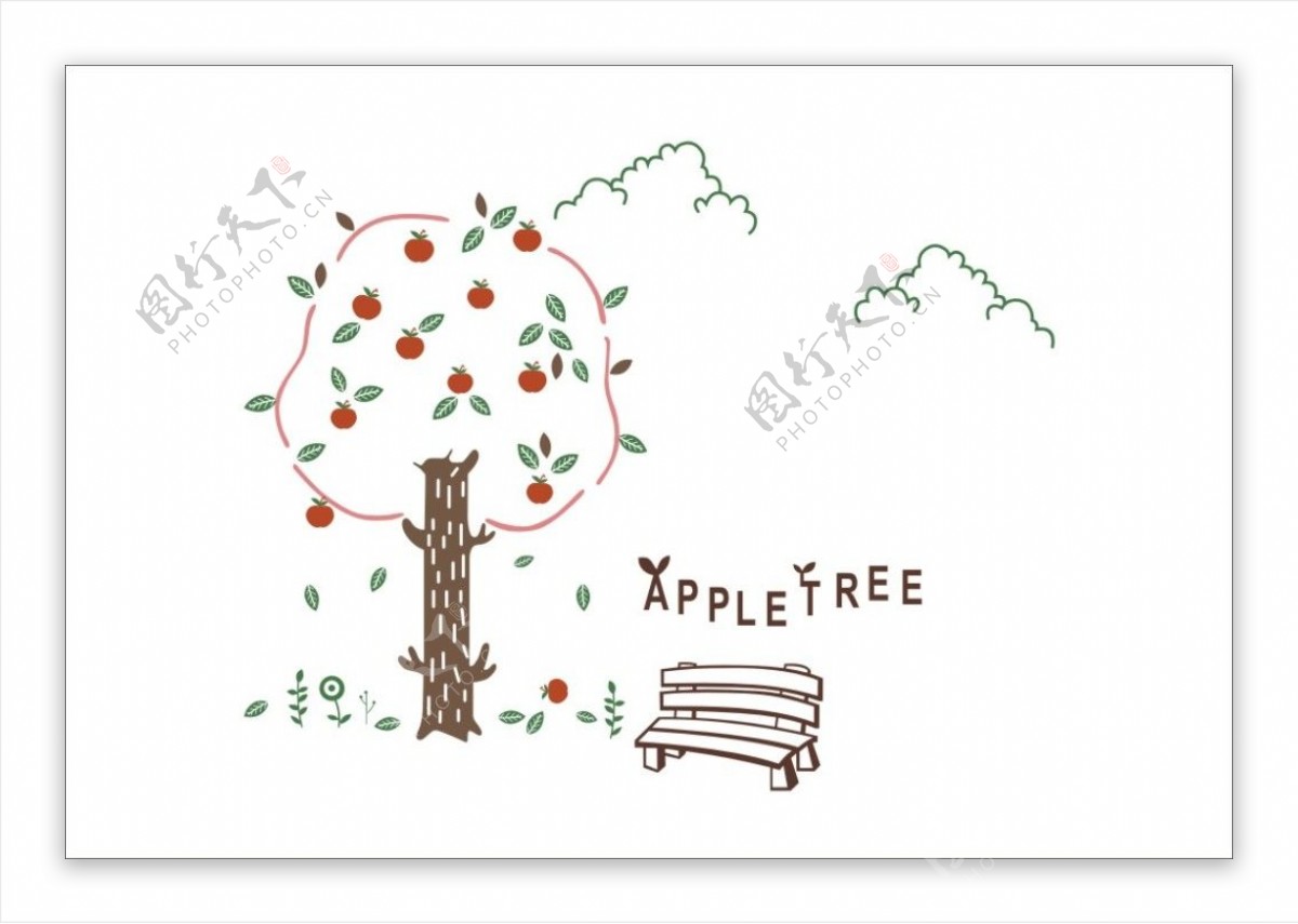 苹果树矢量图