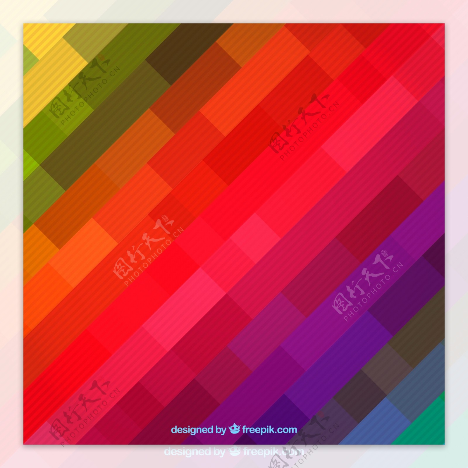 彩虹色方格背景矢量素材图片