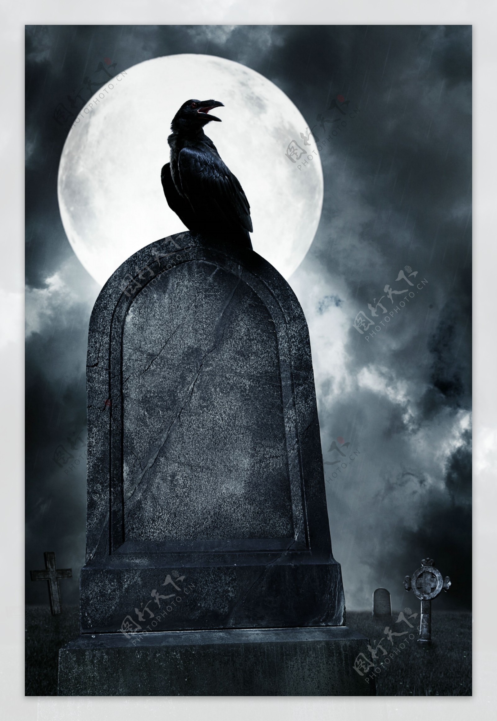 墓碑与乌鸦