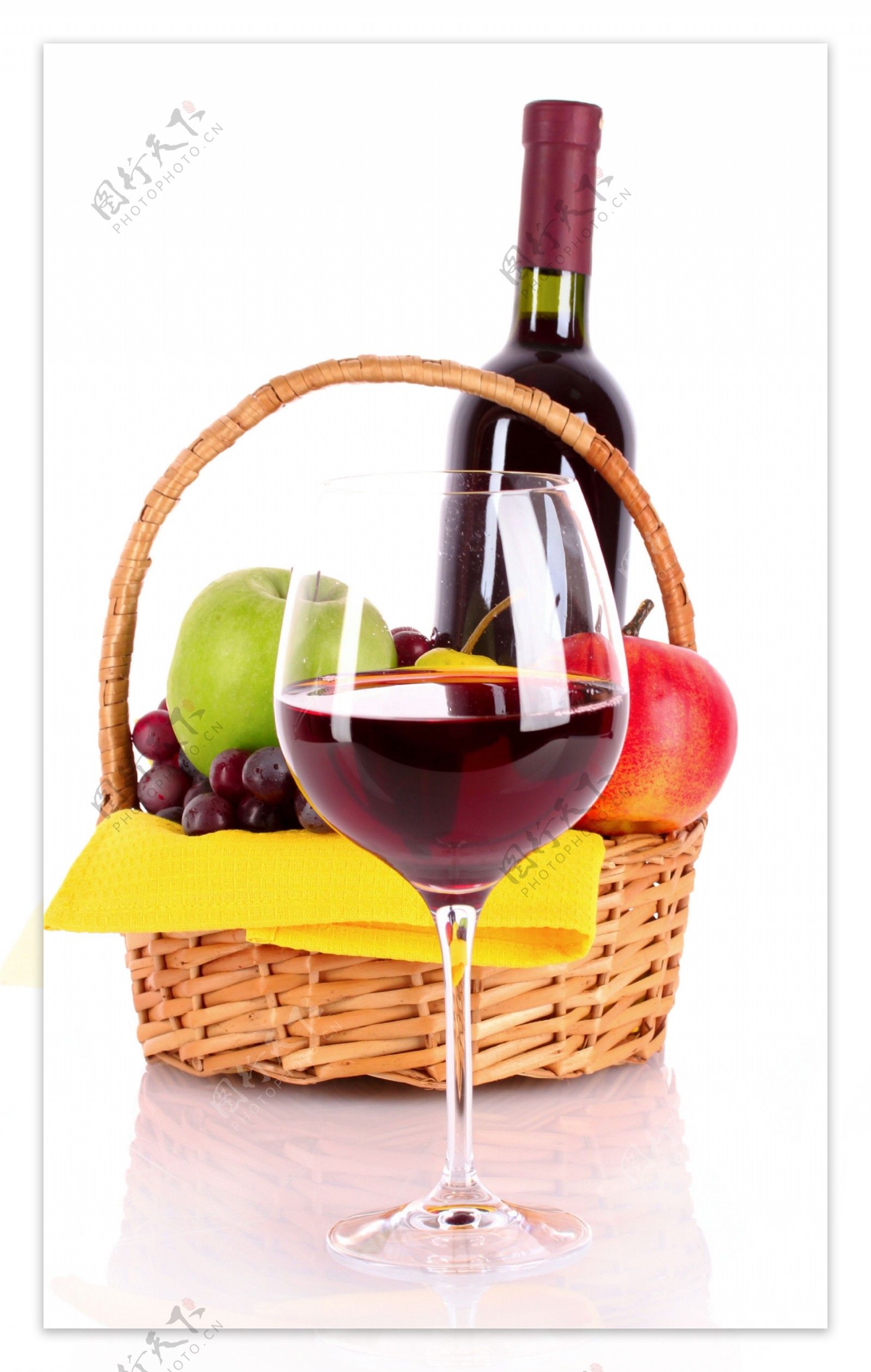 葡萄酒与水果图片