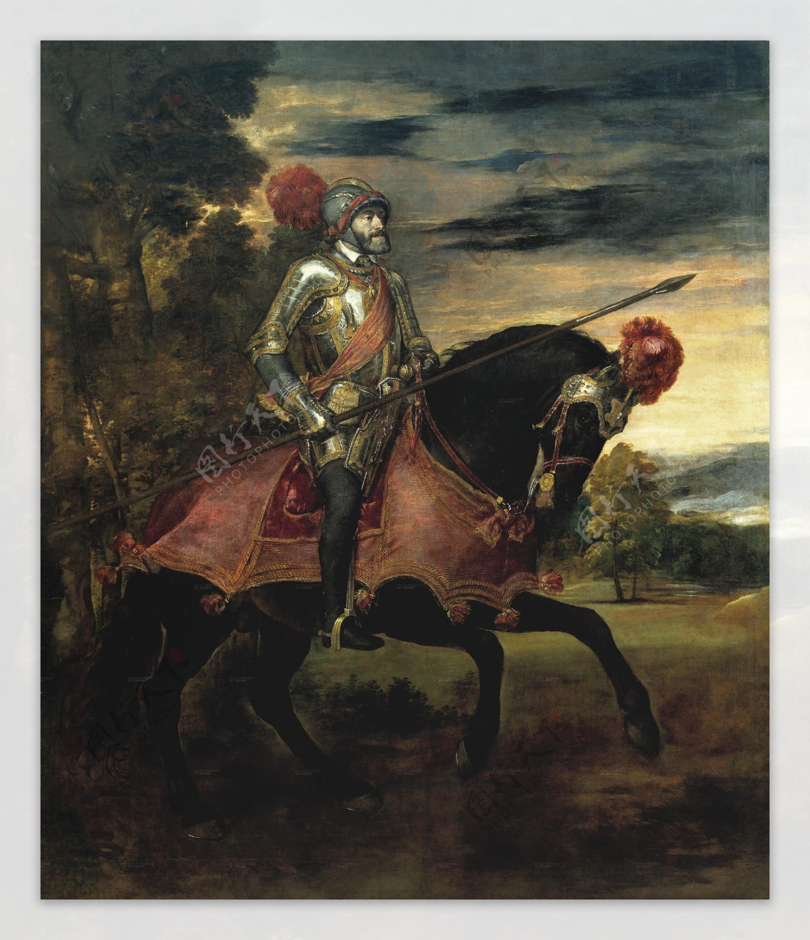 骑马的欧洲骑士油画图片