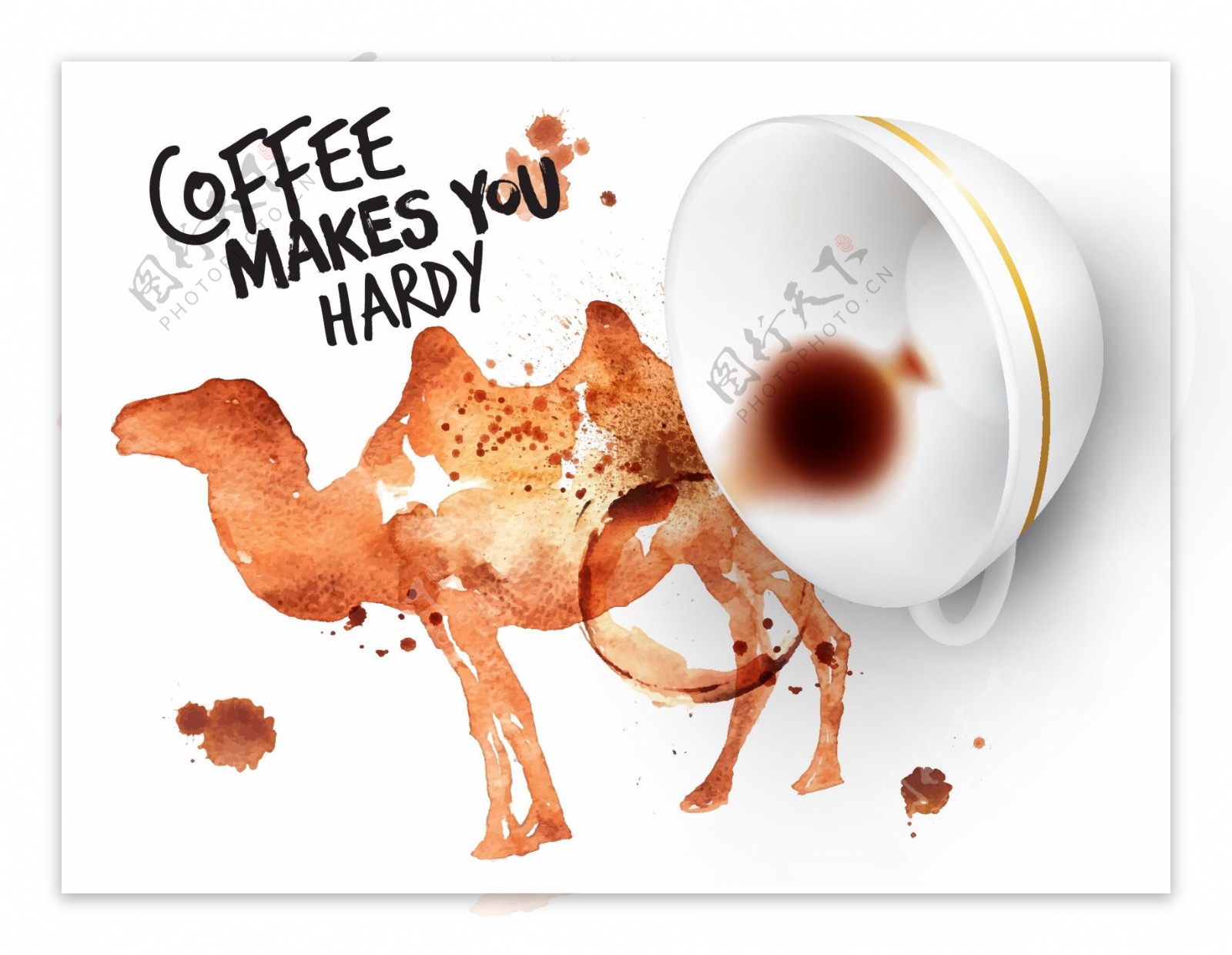 褐色喷墨咖啡宣传海报