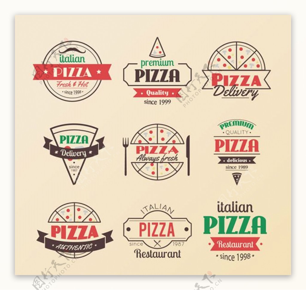 复古披萨标志矢量