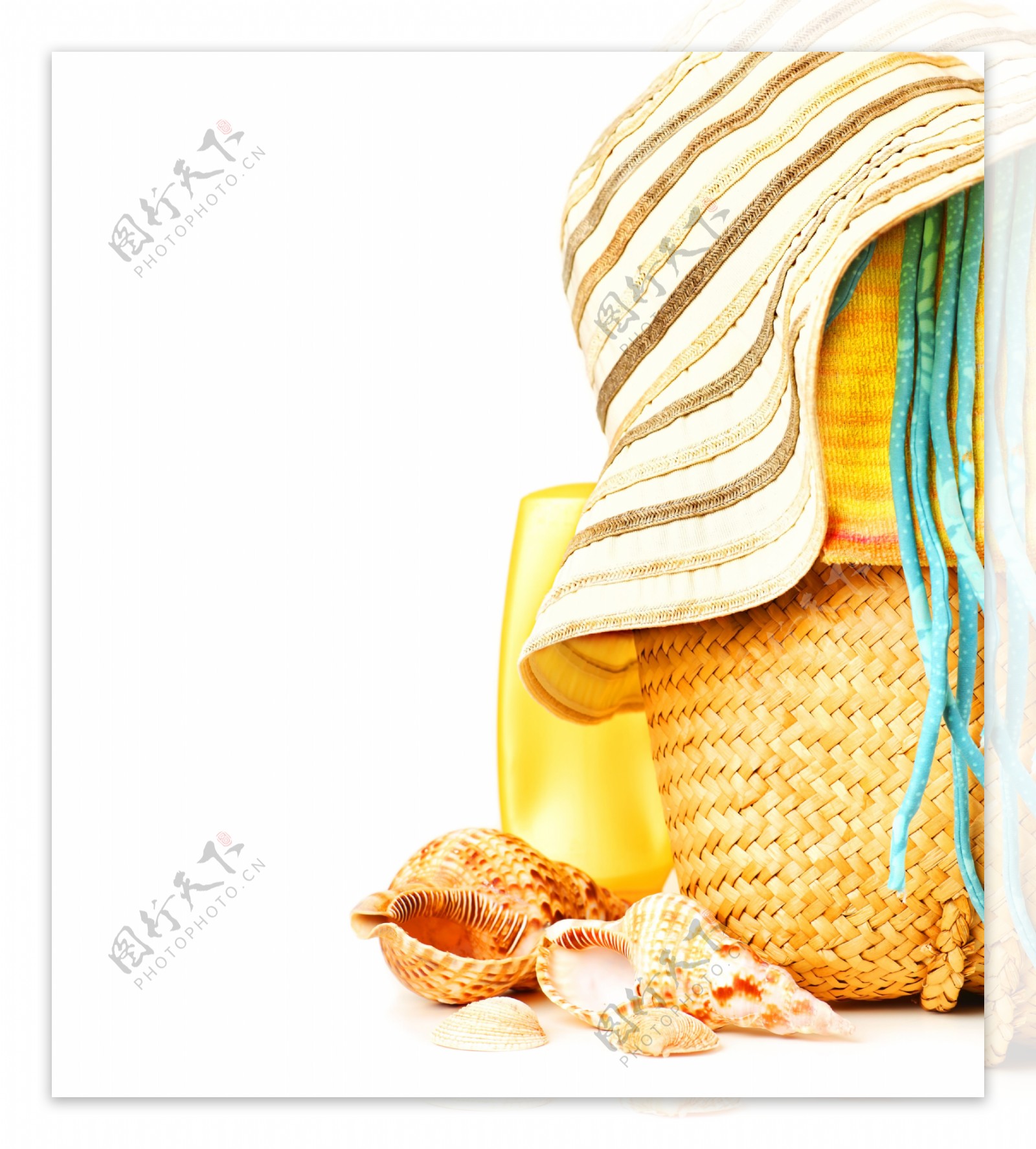 遮阳帽与贝壳图片