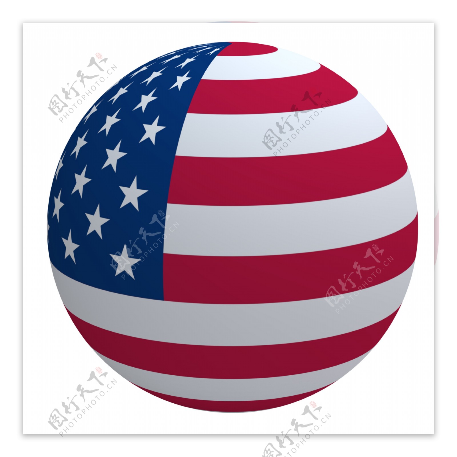 美国国旗上的球孤立在白色