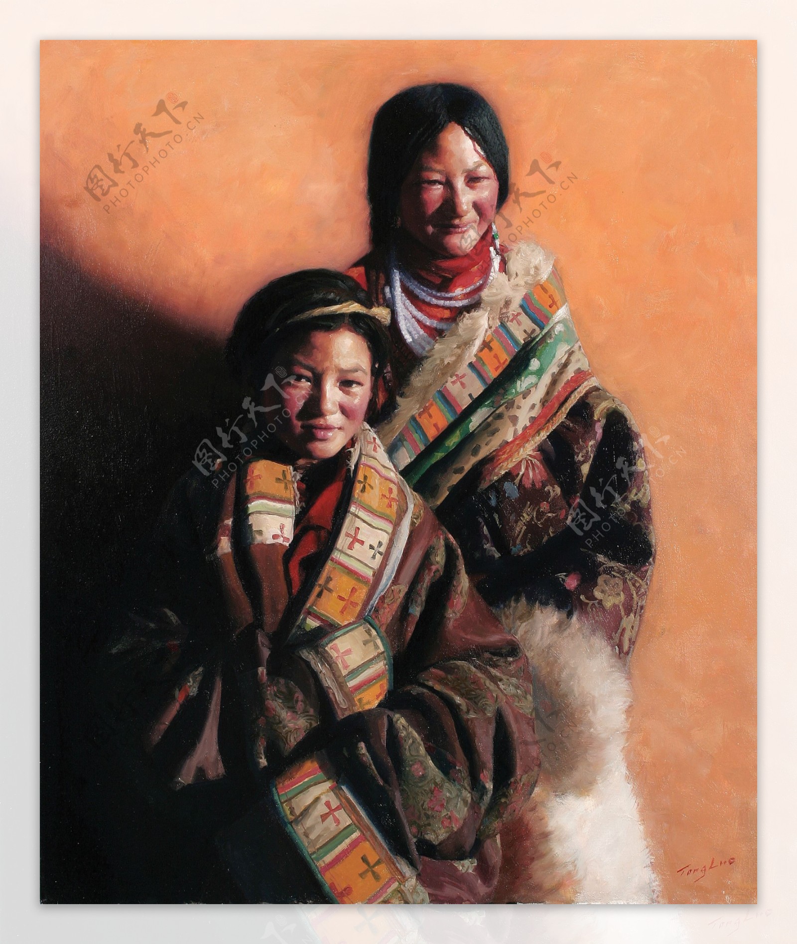 西藏女孩油画写生图片
