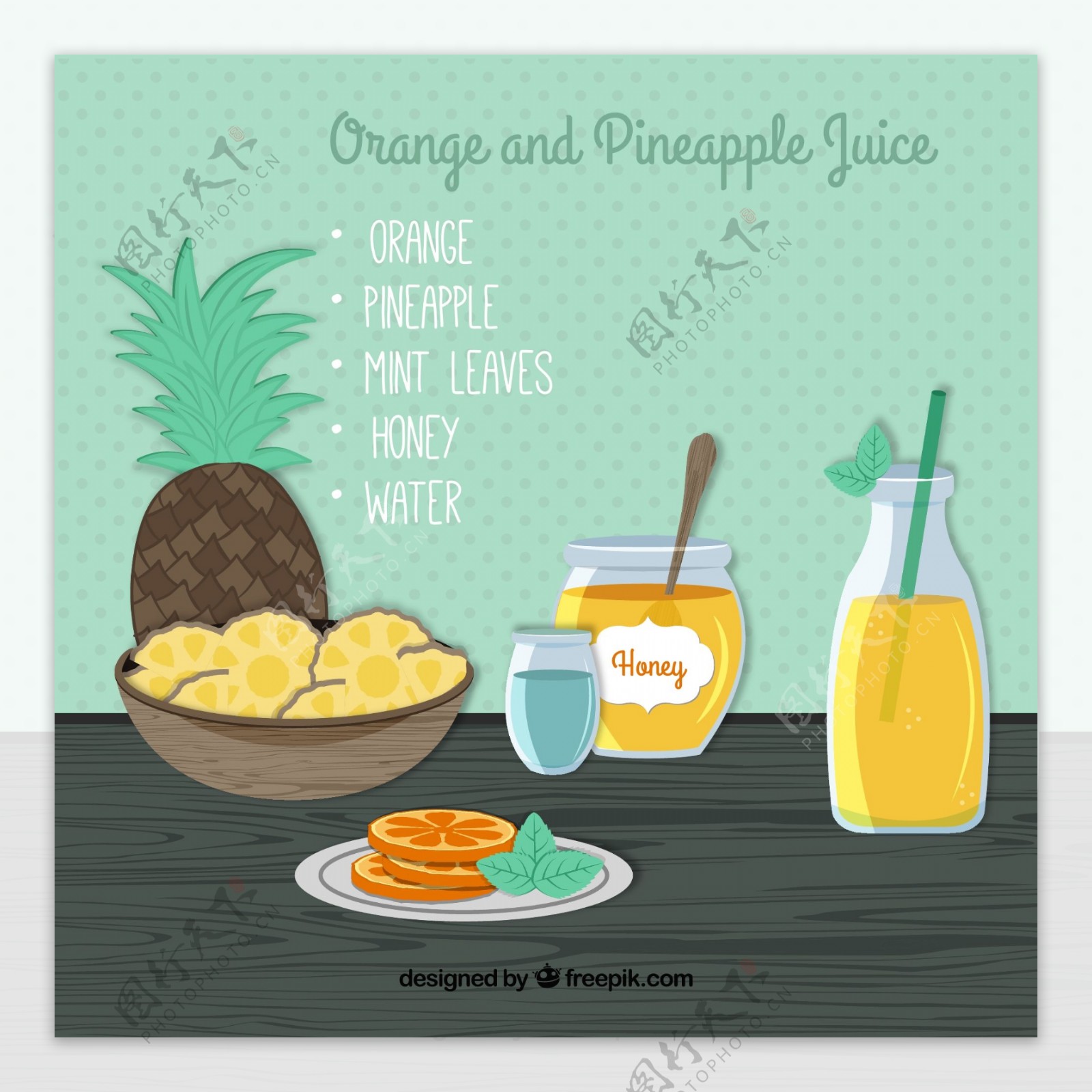 橙子和菠萝汁图片