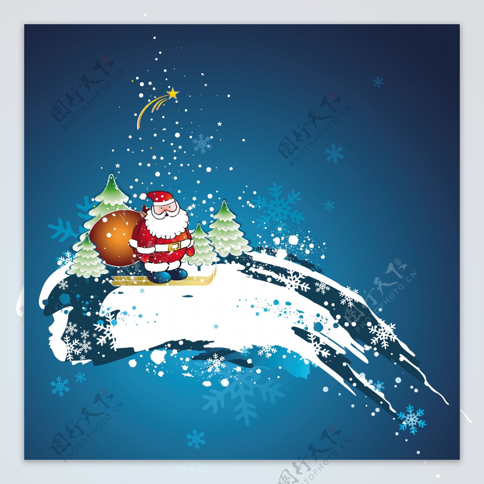 圣诞节、圣诞老人、雪地、滑雪 - 免费可商用图片 - CC0素材网