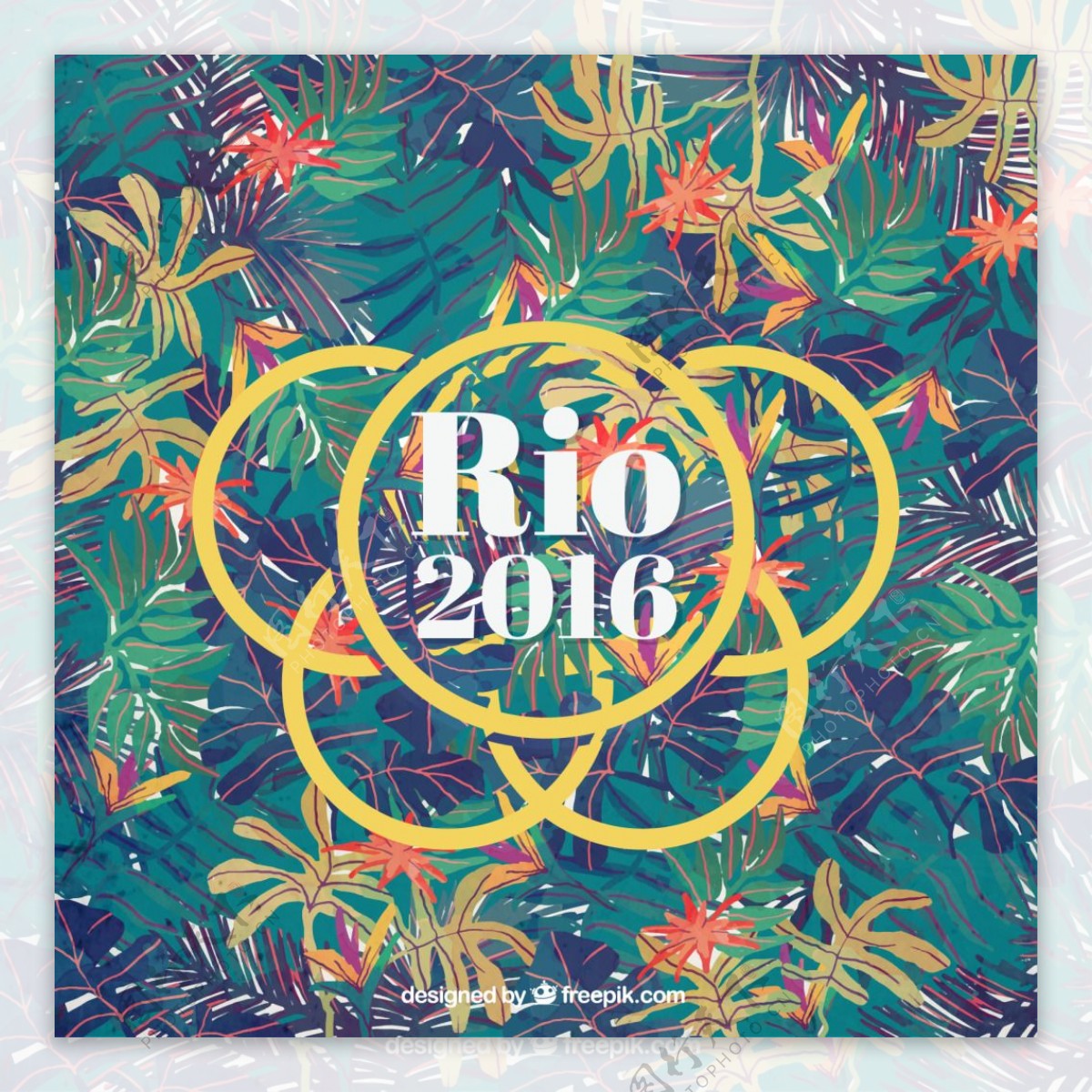 里约2016奥运会大背景与树叶背景素材