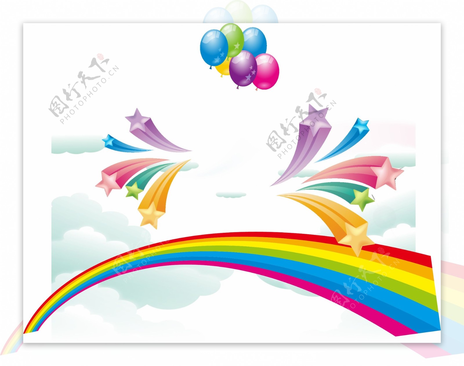 手绘气球彩虹素材